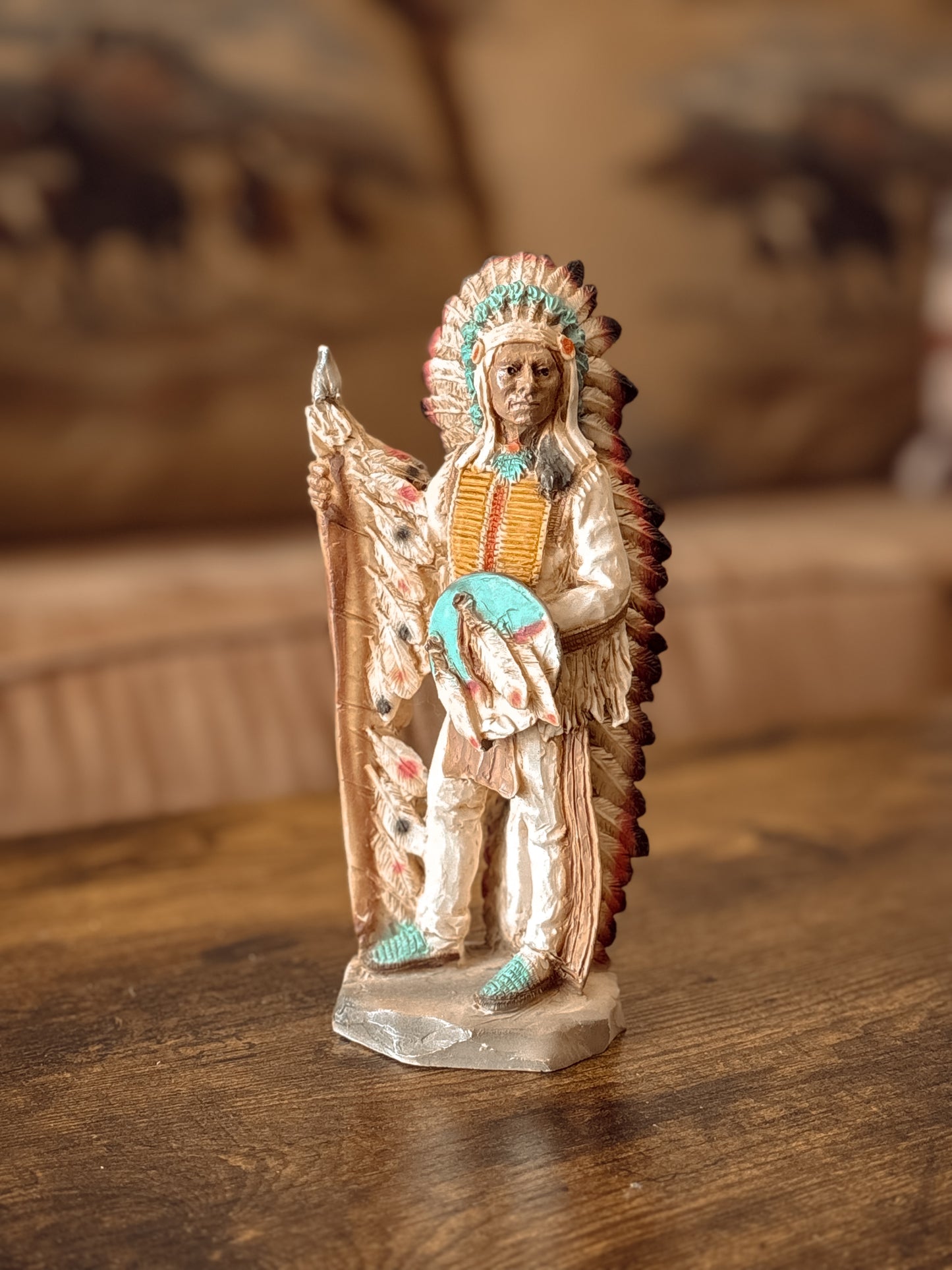 *VINTAGE* 1969 CASTAGNA NATIVE AMERICAN CHEIF STATUE FIGURINE