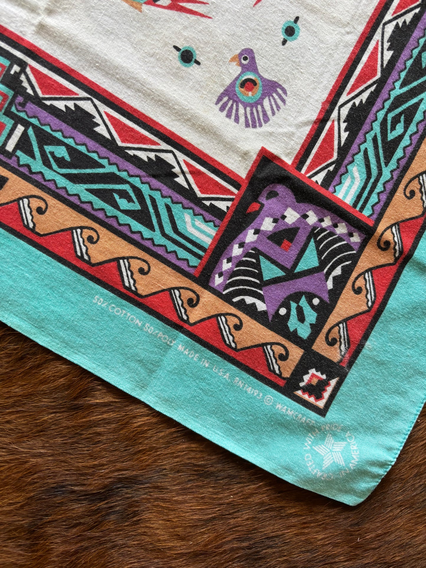 WamCraft Southwestern Thunderbird Bandana Scarf *VINTAGE*