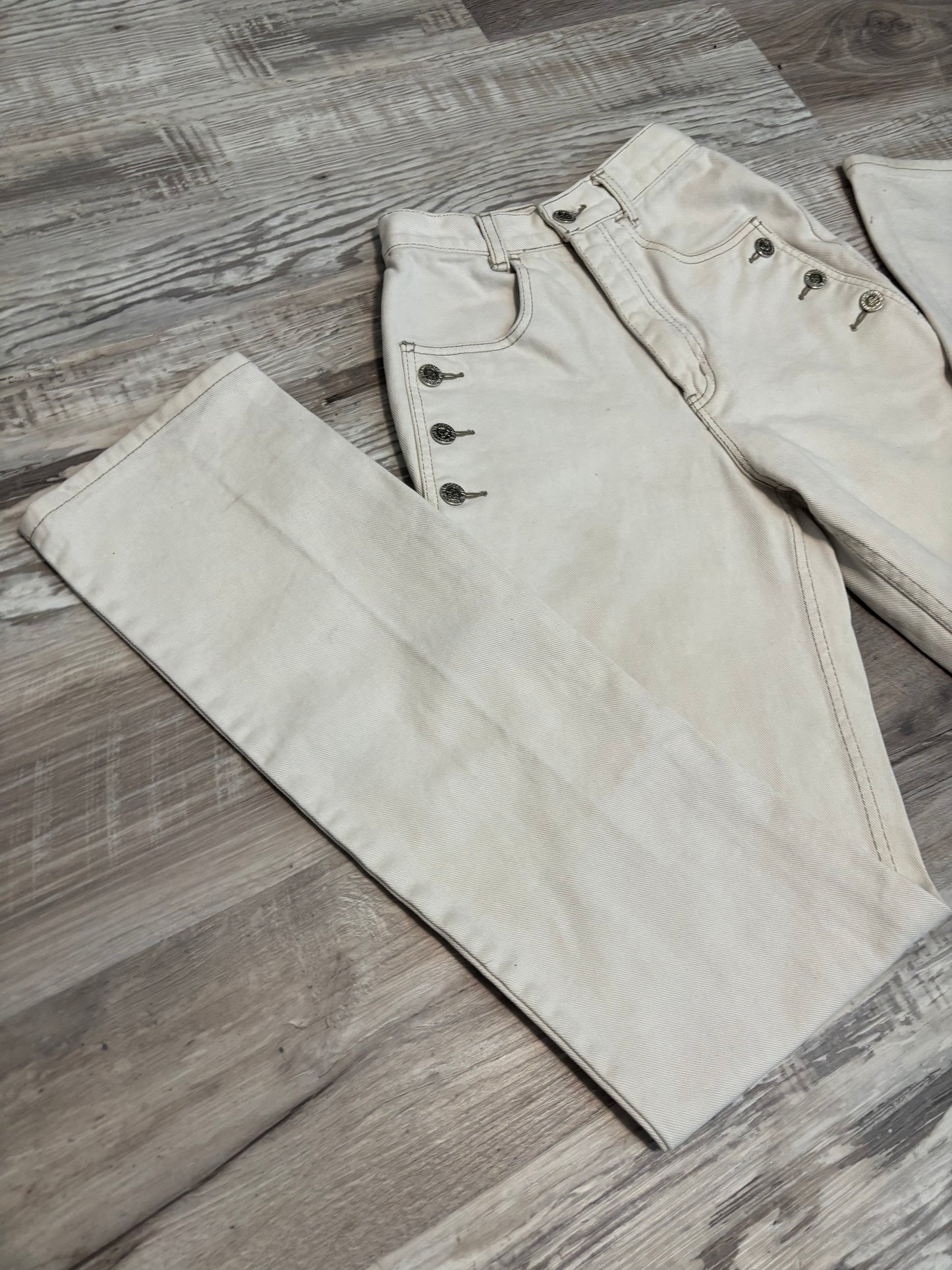 *VINTAGE* 23” LAWMAN KHAKI BAREBACK JEANS