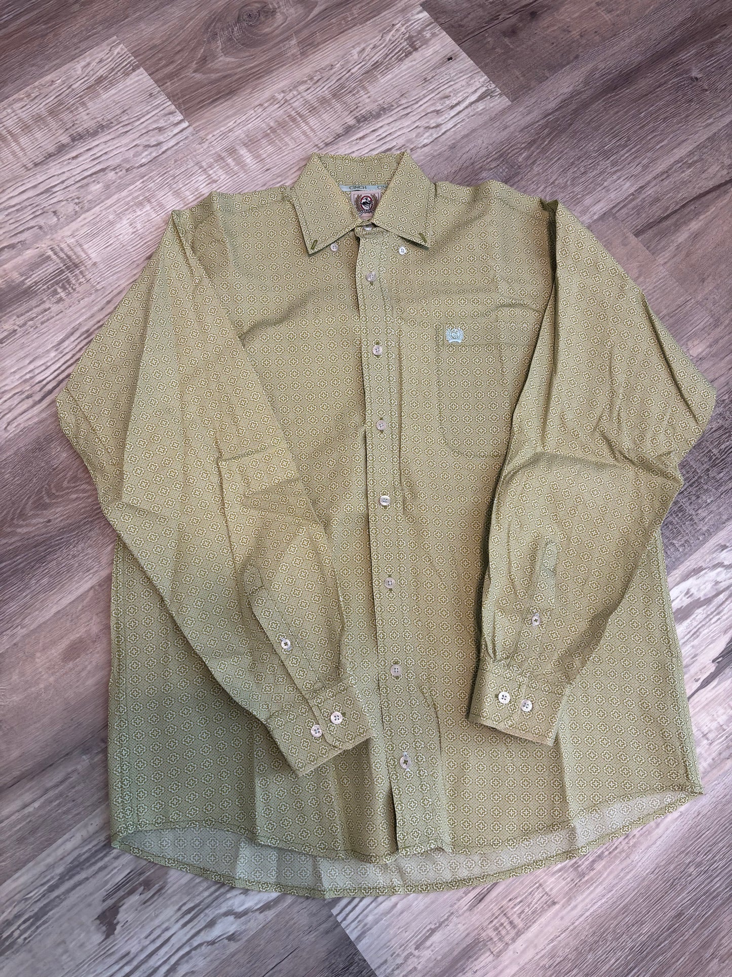 LIME GREEN CINCH BUTTON UP SHIRT
