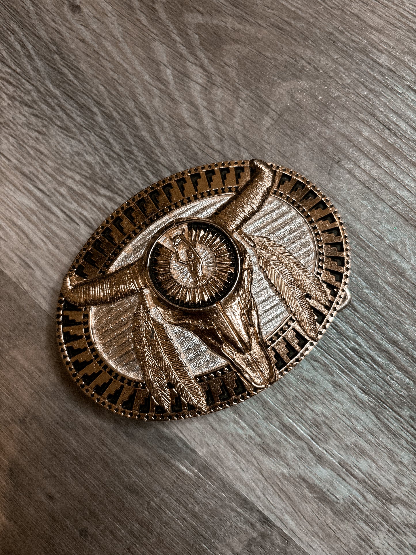 MONTANA SILVERSMITHS SOLID BRASS BISON SKULL BELT BUCKLE *VINTAGE*