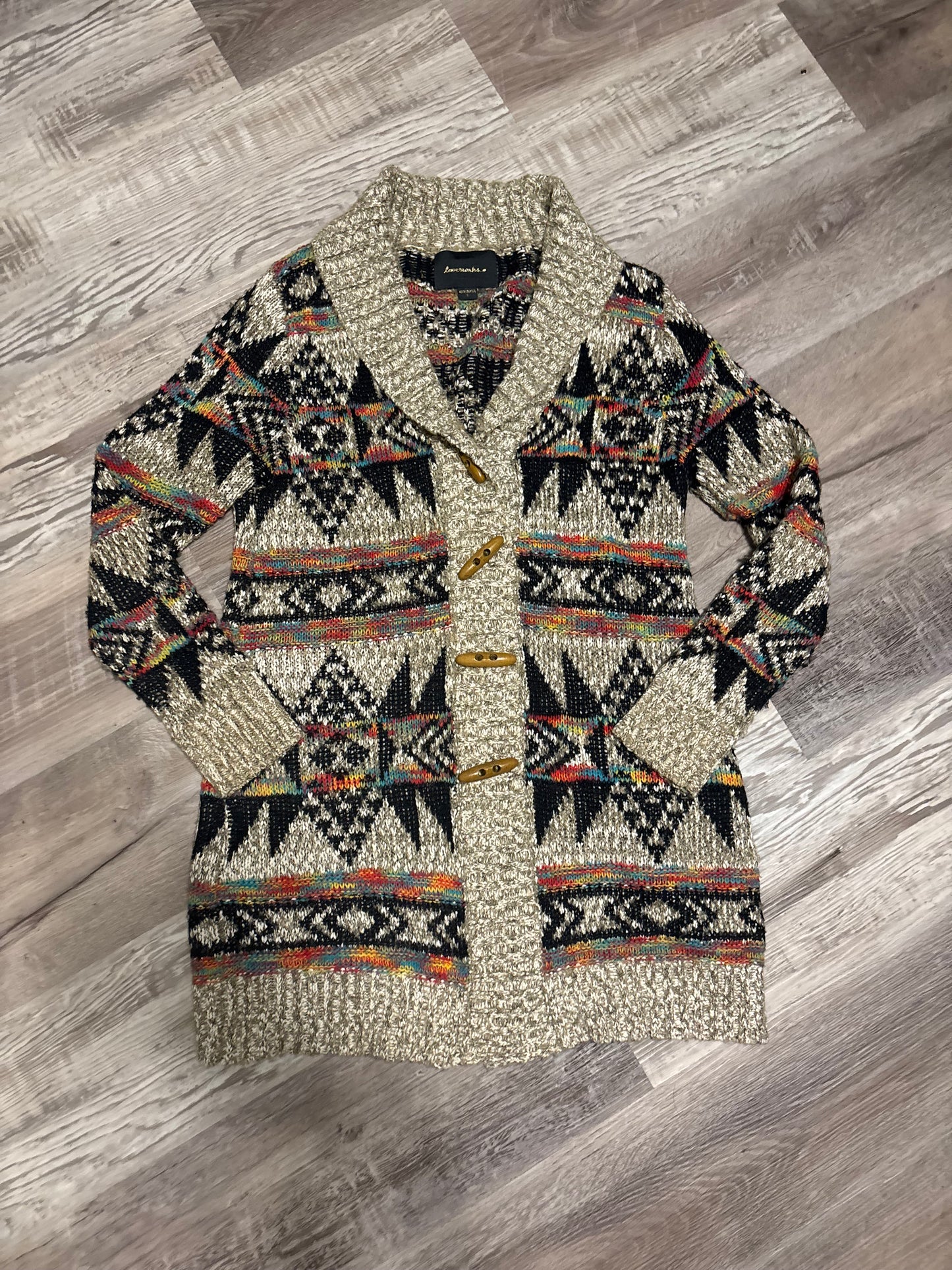 RAINBOW AZTEC KNIT CARDIGAN SWEATER