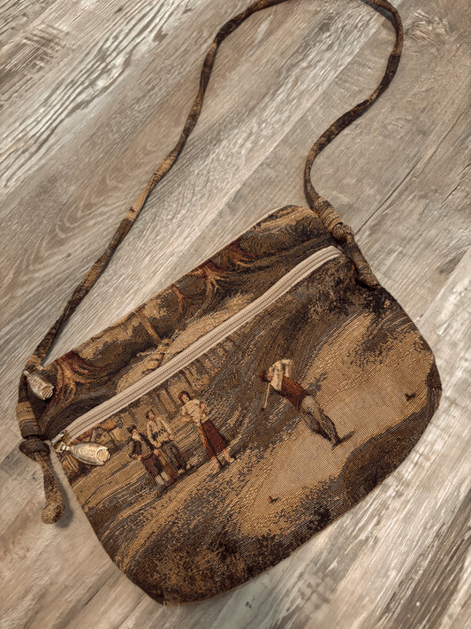 *VINTAGE* GOLF TAPESTRY PURSE