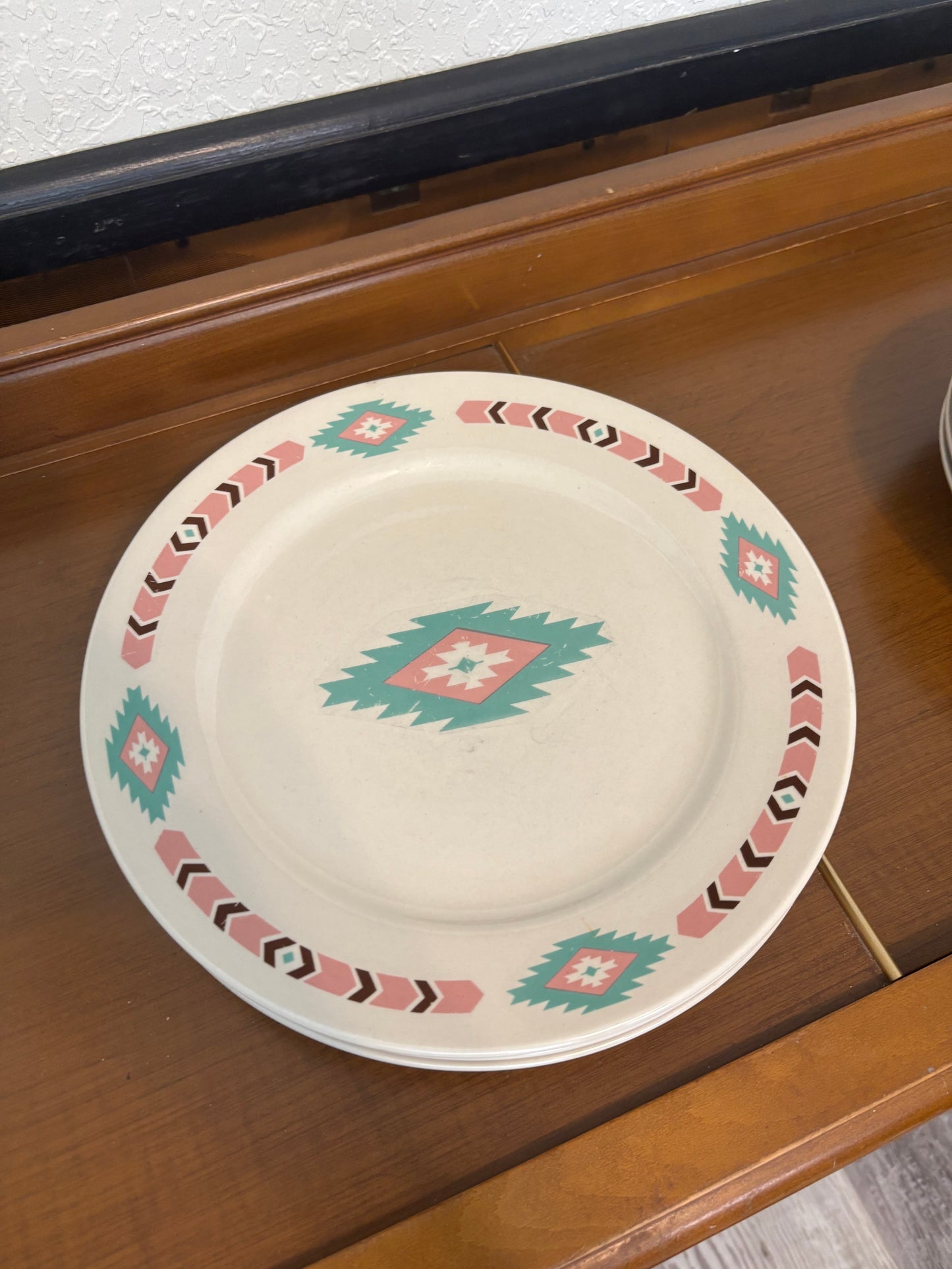 *VINTAGE* SANTA FE MEIWA TABLE ART AZTEC SOUTH WESTERN PLATES AND BOWLS SET (6 PCS)