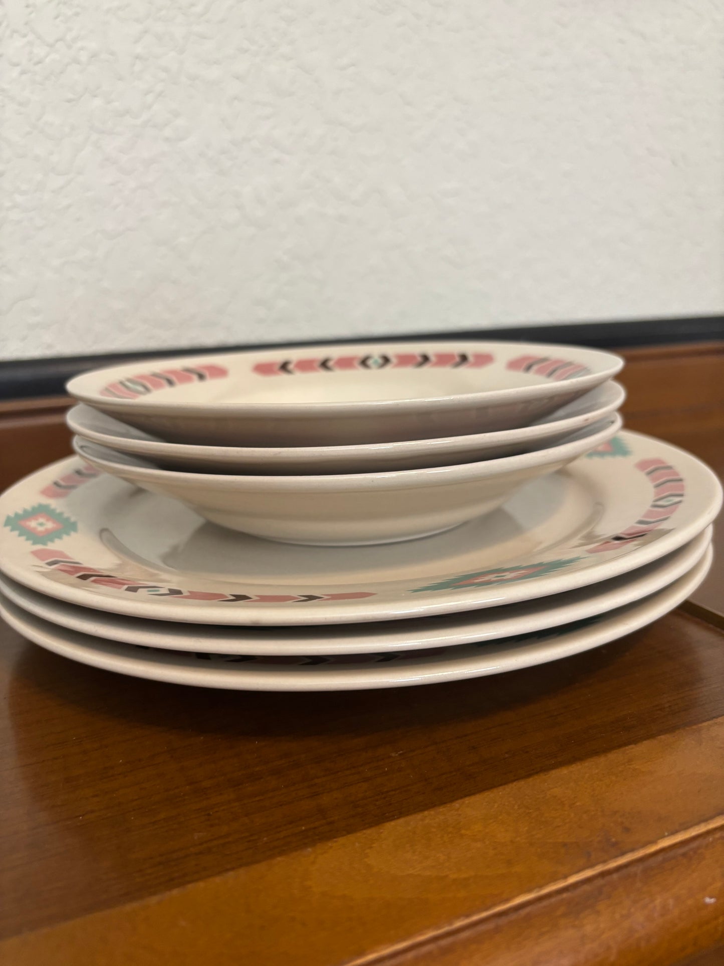 *VINTAGE* SANTA FE MEIWA TABLE ART AZTEC SOUTH WESTERN PLATES AND BOWLS SET (6 PCS)