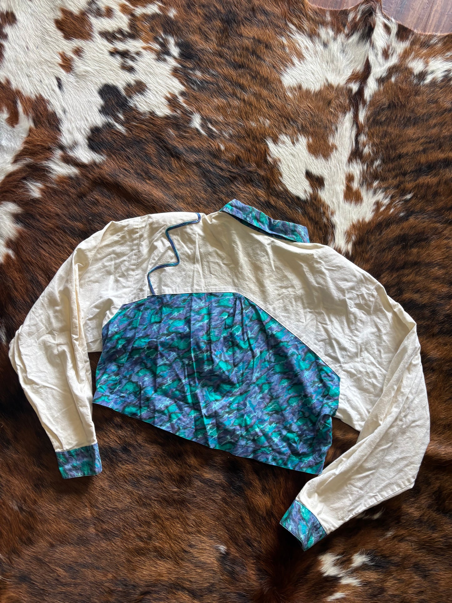 *VINTAGE* CROP WOMENS PANHANDLE SLIM FUNKY BUTTON UP