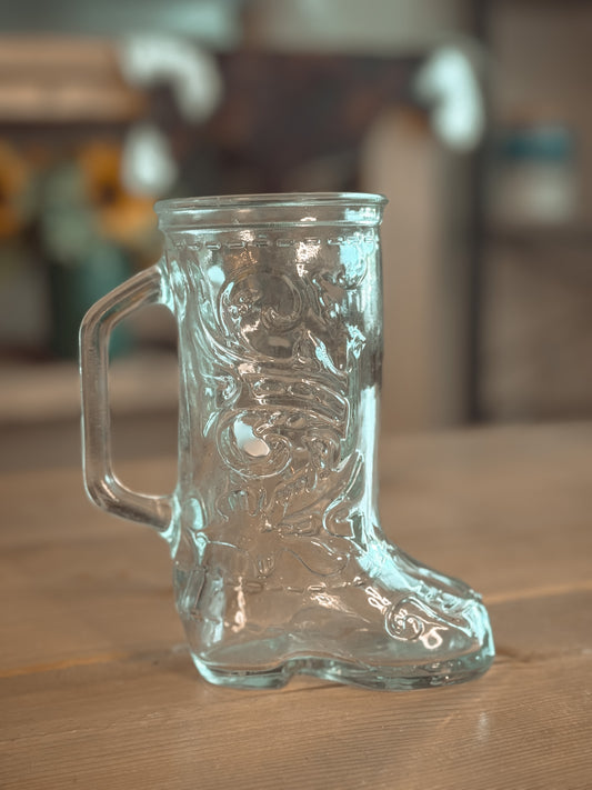 *VINTAGE* GLASS BOOT MUG