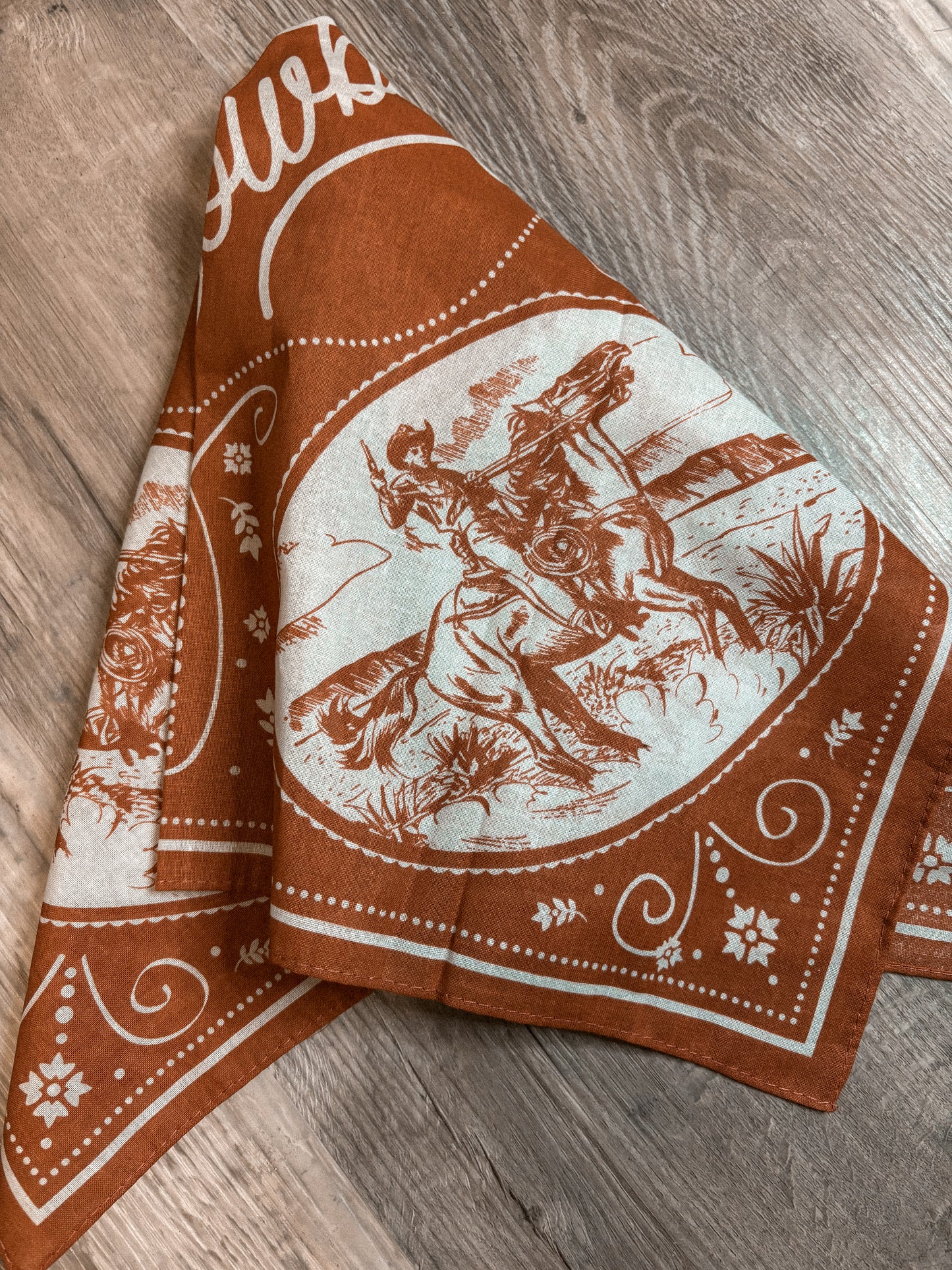 SHOULDA BEEN A COWBOY RUST ORANGE BANDANA/ SCARF