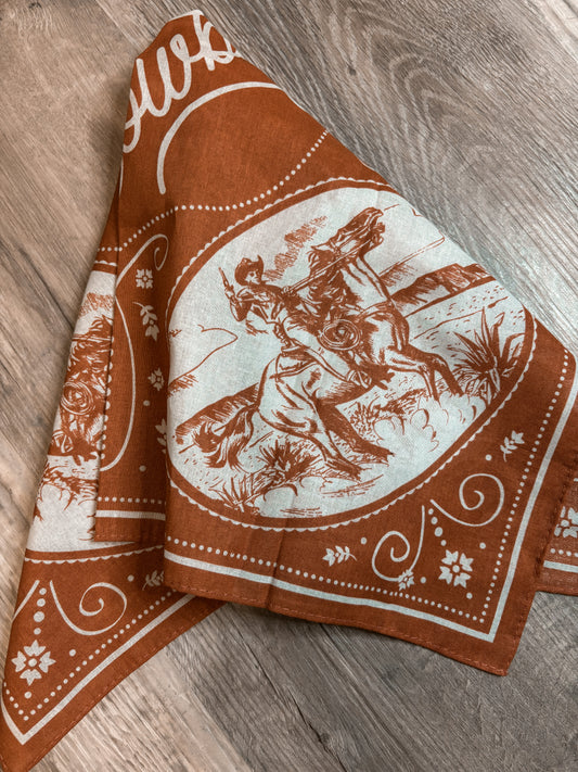 SHOULDA BEEN A COWBOY RUST ORANGE BANDANA/ SCARF