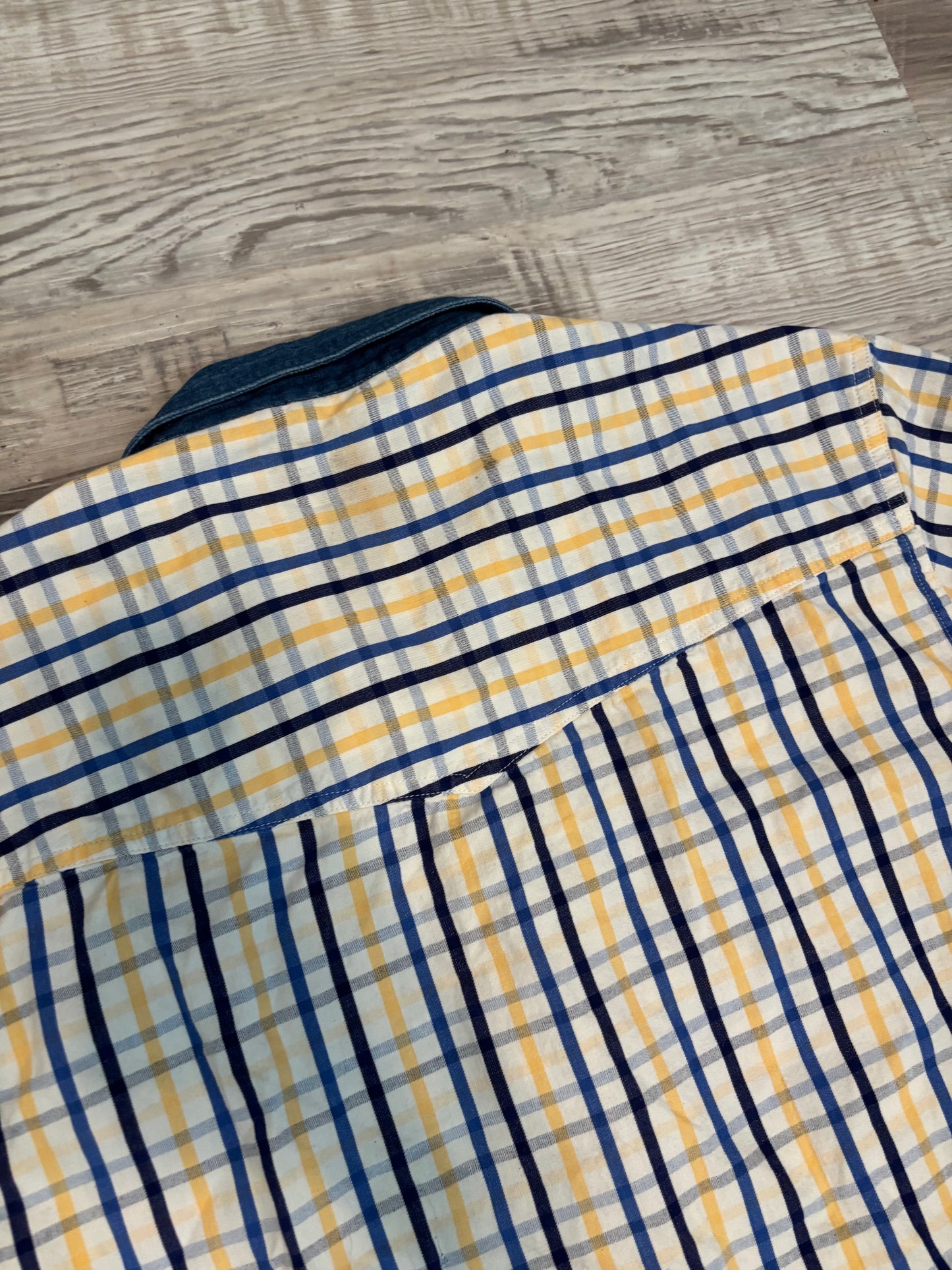 *VINTAGE* DENIM COLLAR PLAID ROPER BUTTON UP