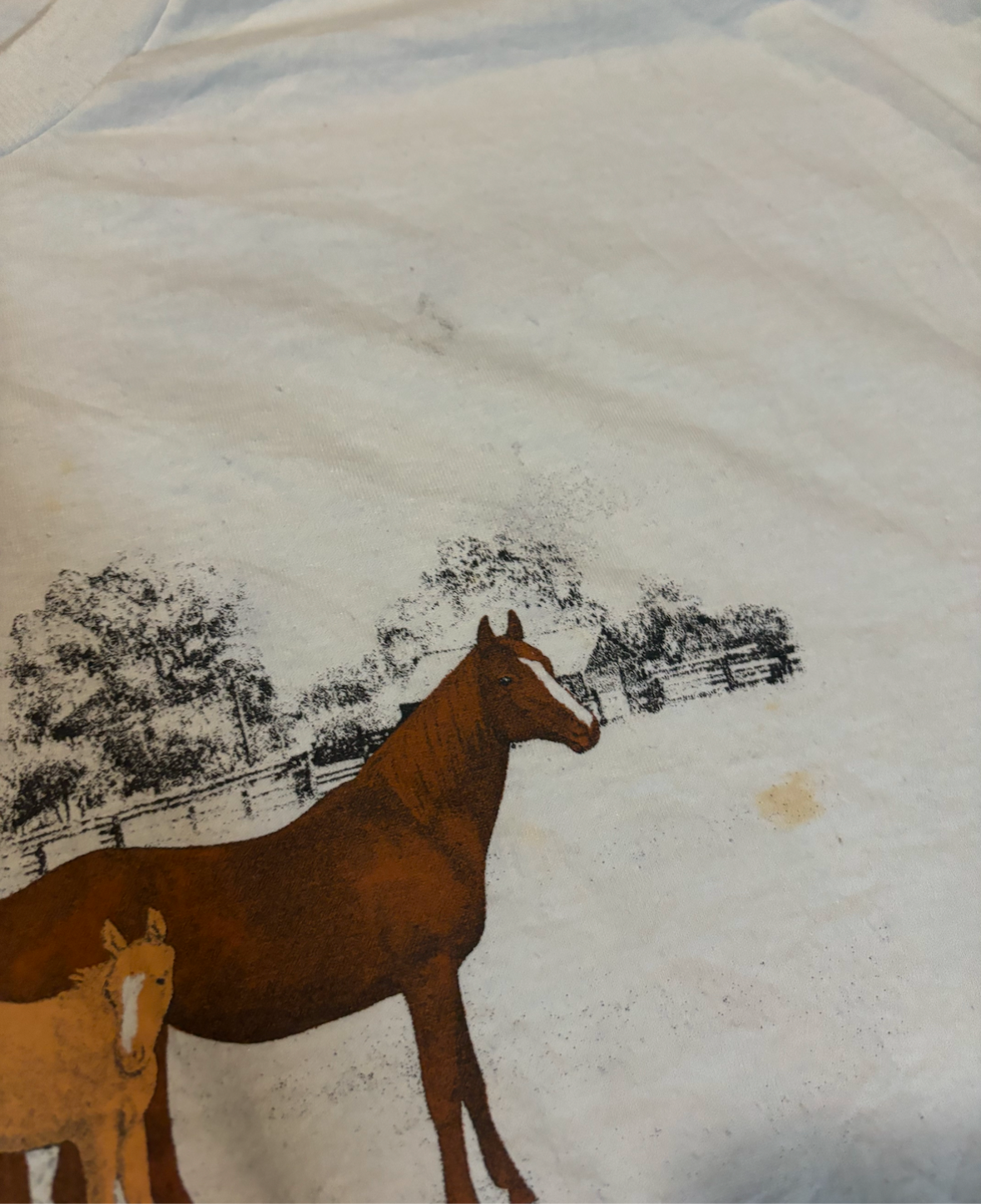 RED BARN & HORSES LONG SLEEVE TEE *VINTAGE*