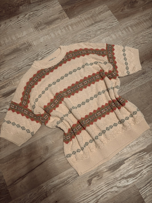 *VINTAGE* SHORT SLEEVE CRICKET LANE FAIR ISLE SWEATER