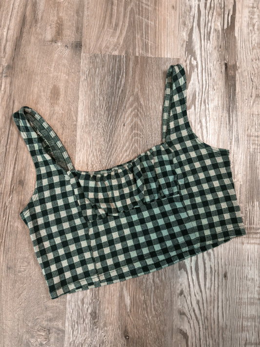 ALTER’D STATE GREEN GINGHAM CROP TOP