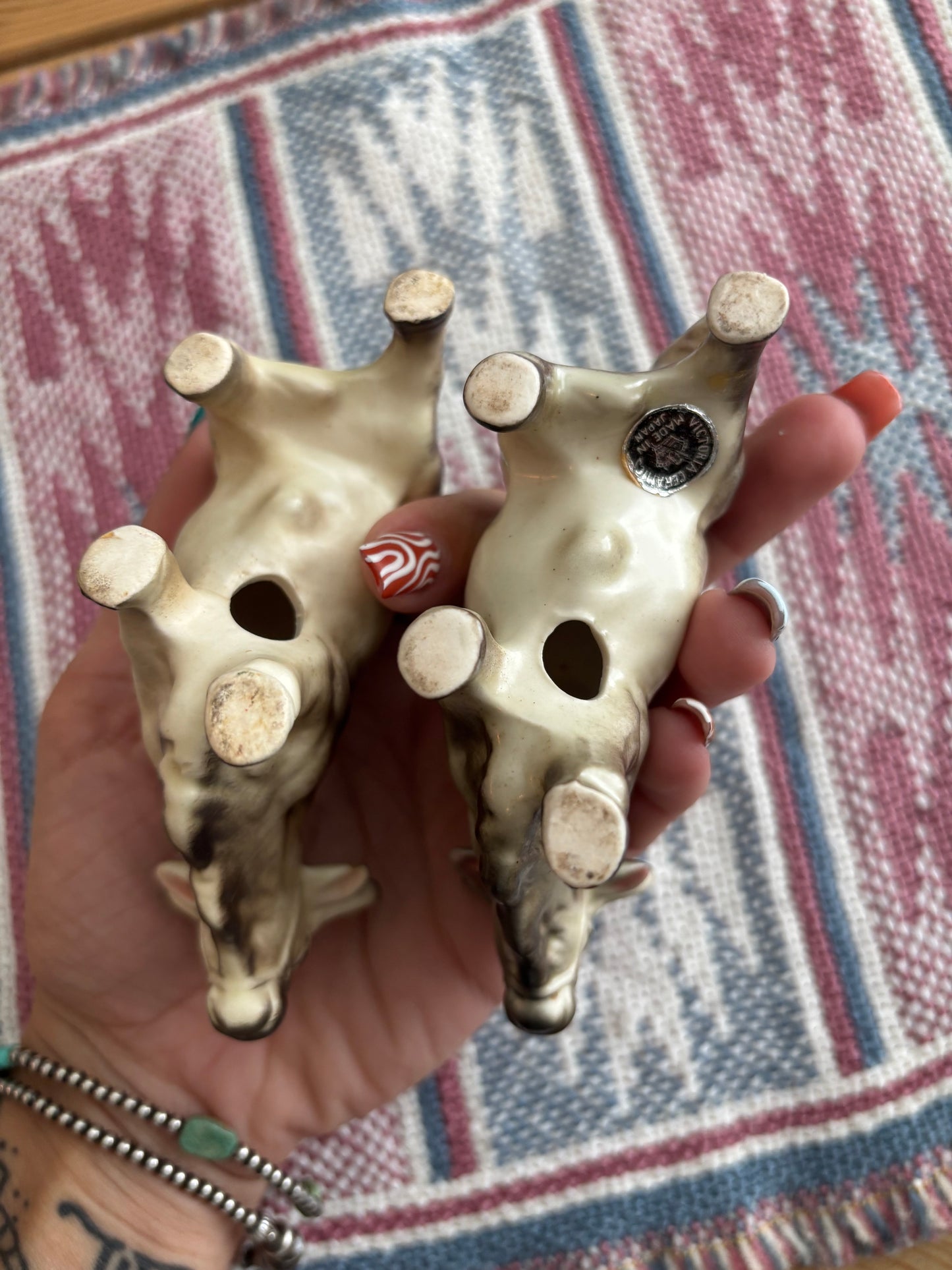 VICTORIA CERAMICS BRAHMAN SALT & PEPPER SHAKER SET *VINTAGE*