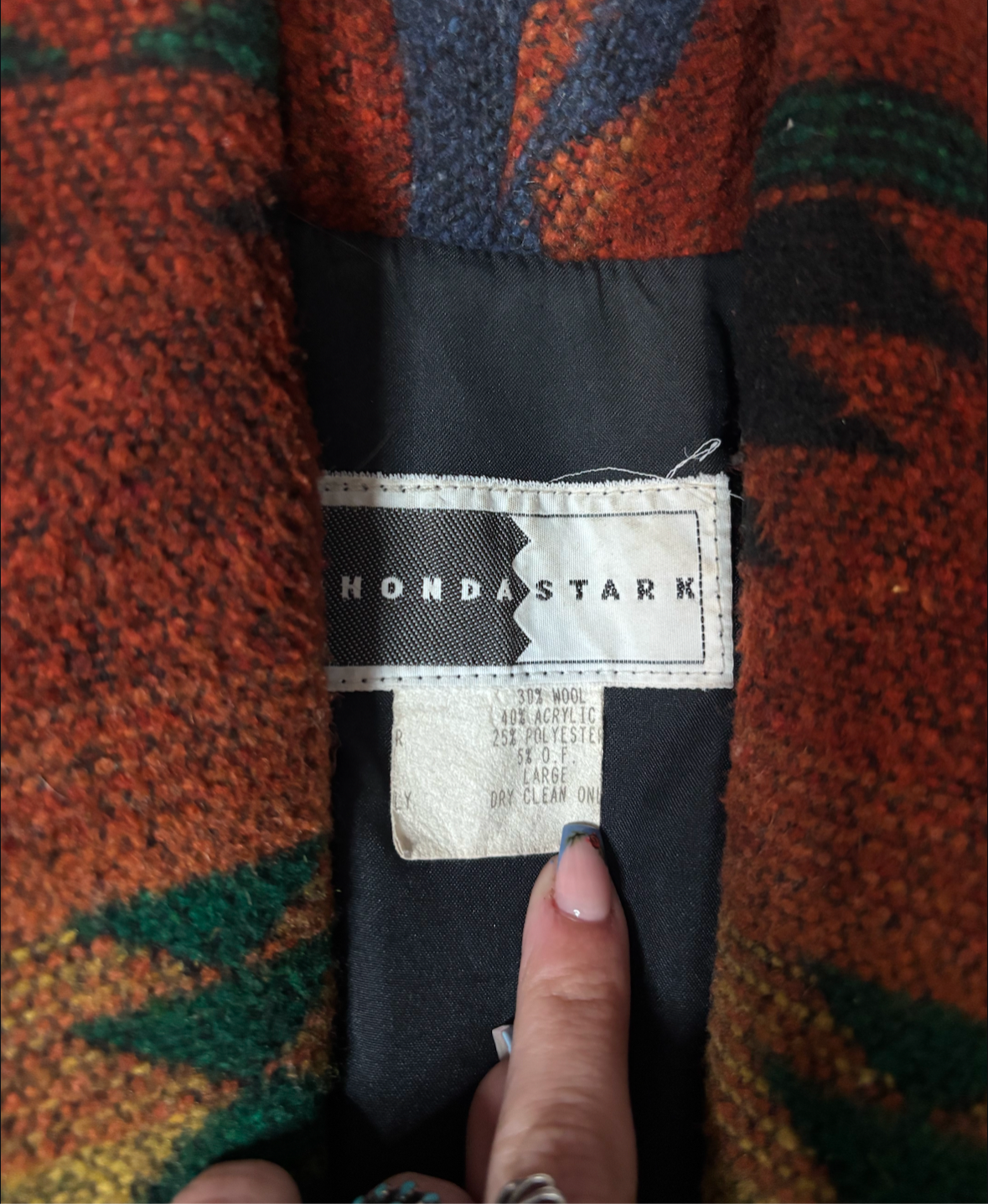 RHONDA STARK WOOL SOUTHWESTERN AZTEC BLAZER *VINTAGE