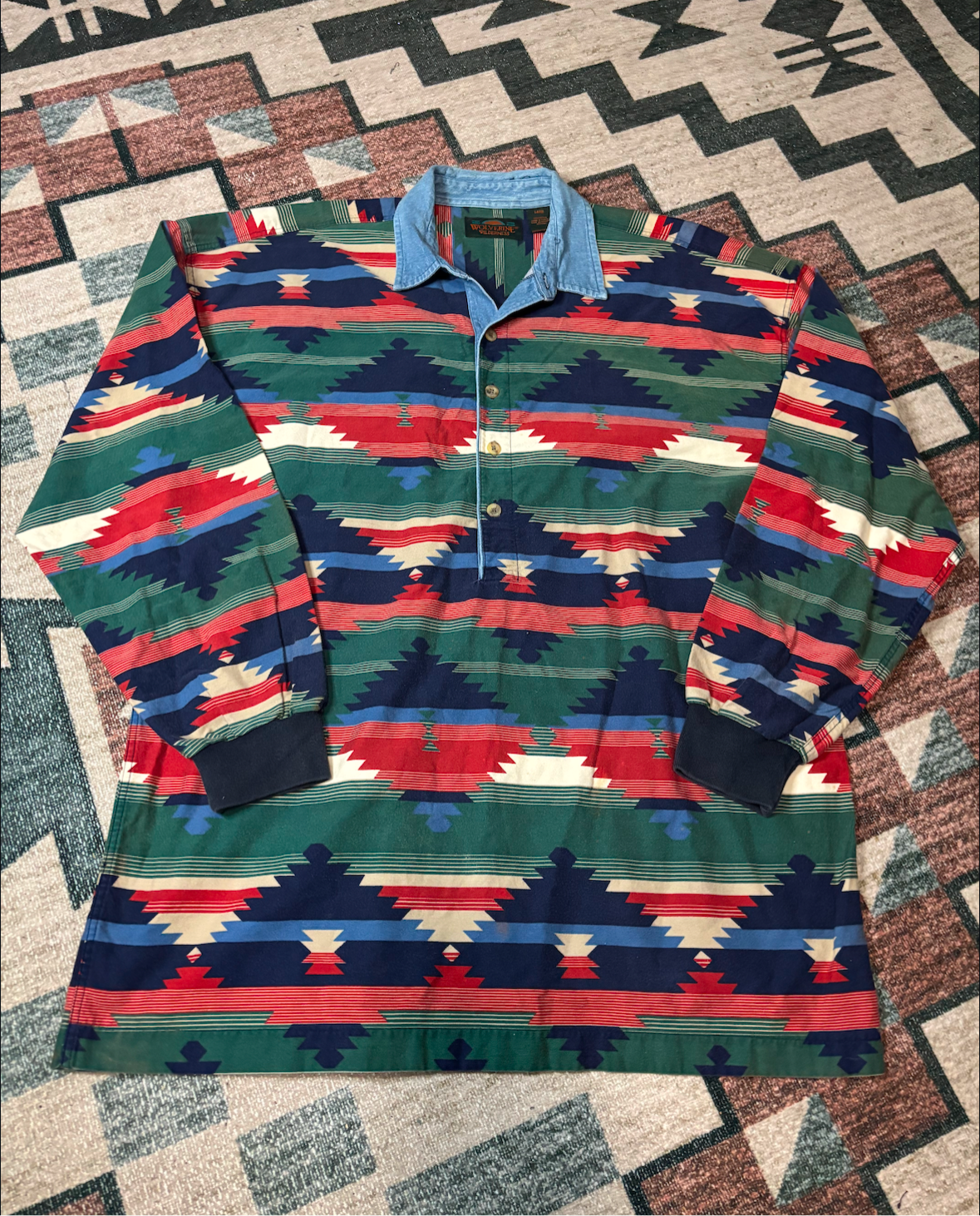 SOUTHWESTERN AZTEC QUARTER BUTTON UP *VINTAGE*