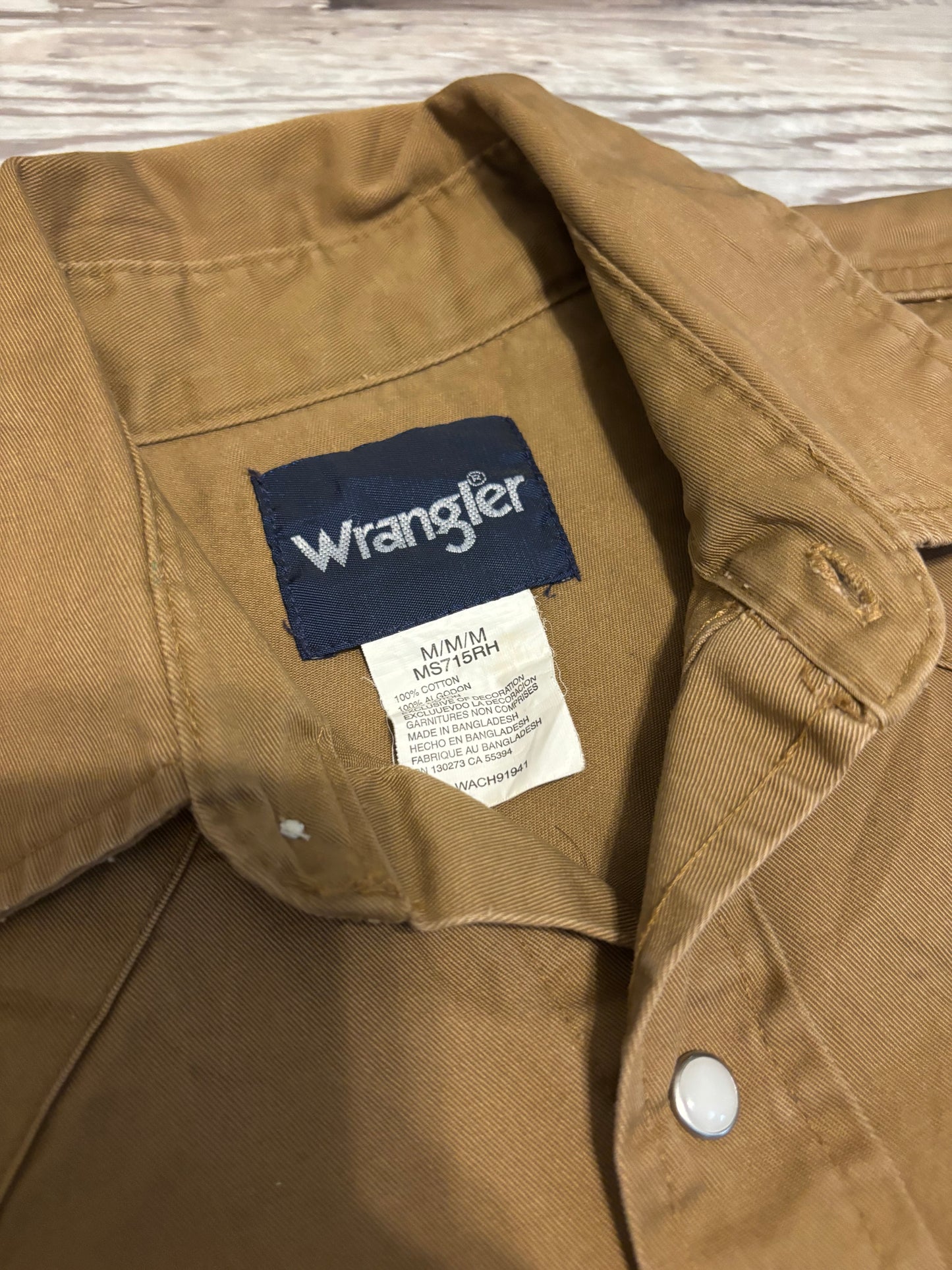 WORK WEAR HEAVY DUTY TAN WRANGLER PEARL SNAP