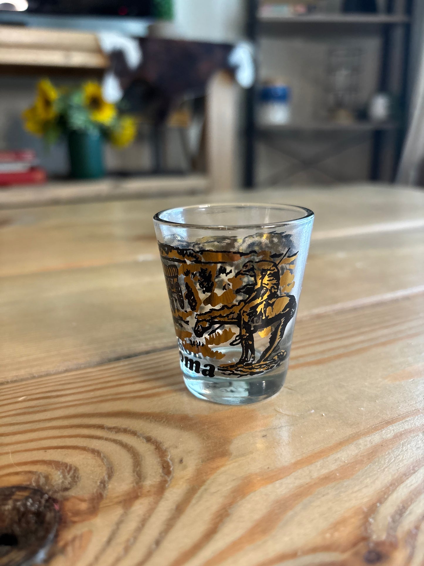 *VINTAGE* OKLAHOMA GOLD SHOT GLASS