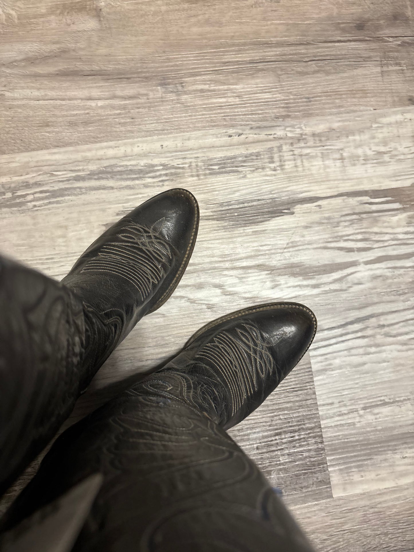 *VINTAGE* GORGEOUS BLACK/NAVY BUTTERFLY BOOTS