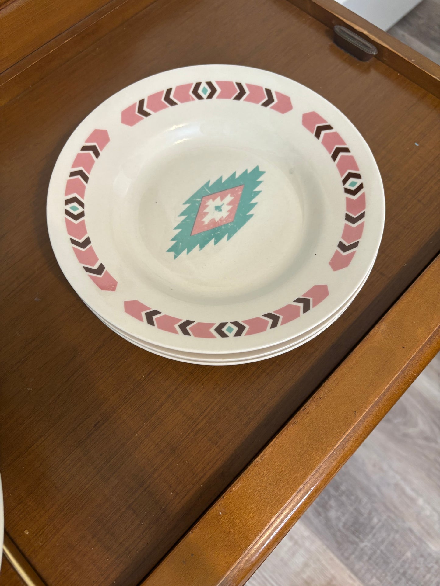 *VINTAGE* SANTA FE MEIWA TABLE ART AZTEC SOUTH WESTERN PLATES AND BOWLS SET (6 PCS)