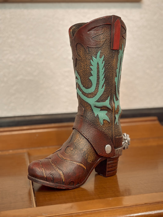 COWGIRL BOOT VASE DECOR