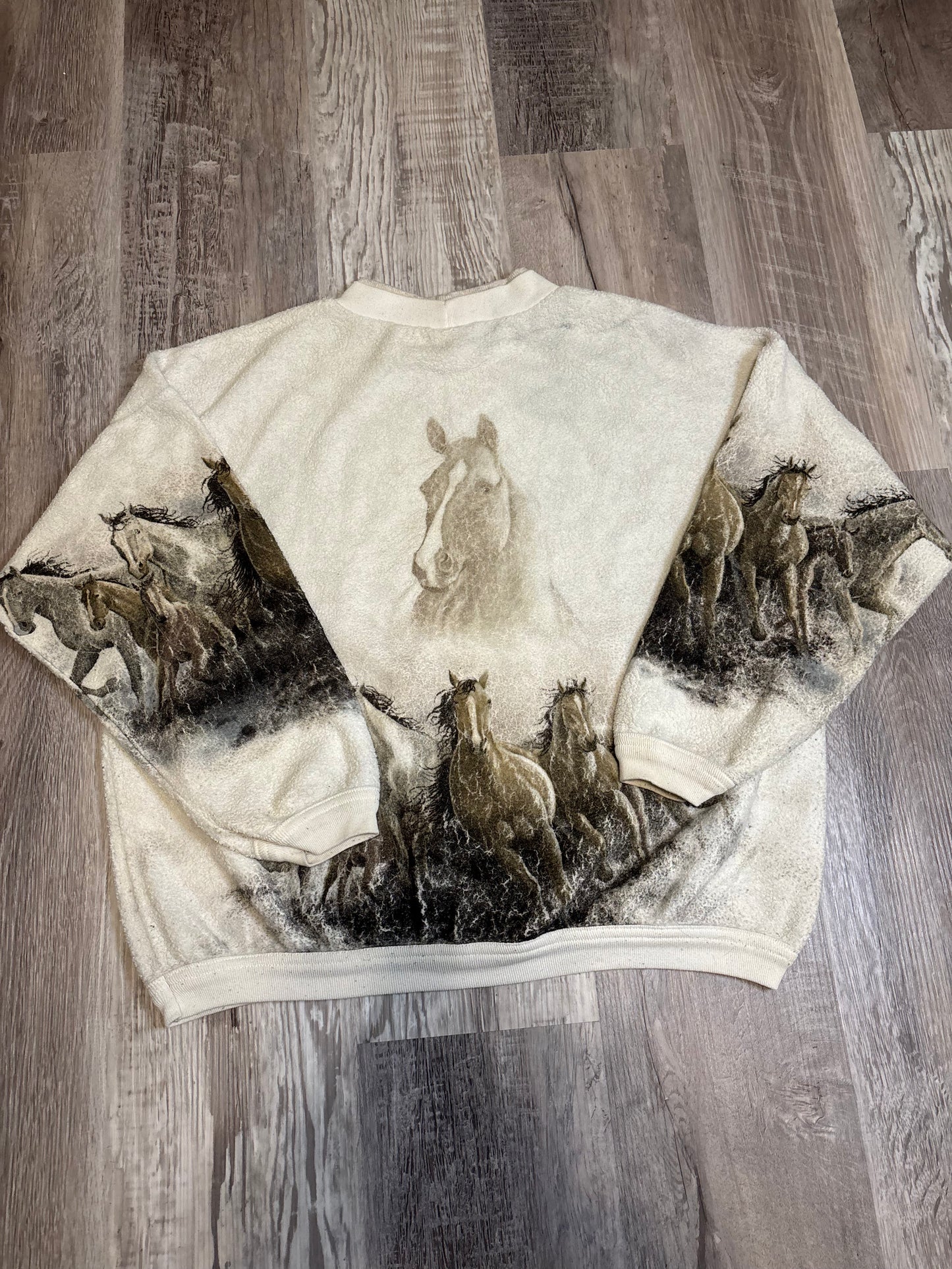 AOP RUNNING WILD HORSES ARTISANS SWEATSHIRT CREWNECK *VINTAGE*