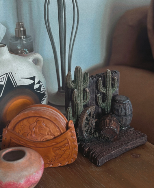 WESTERN CACTUS BOOKEND DECOR (SINGLE) *VINTAGE*