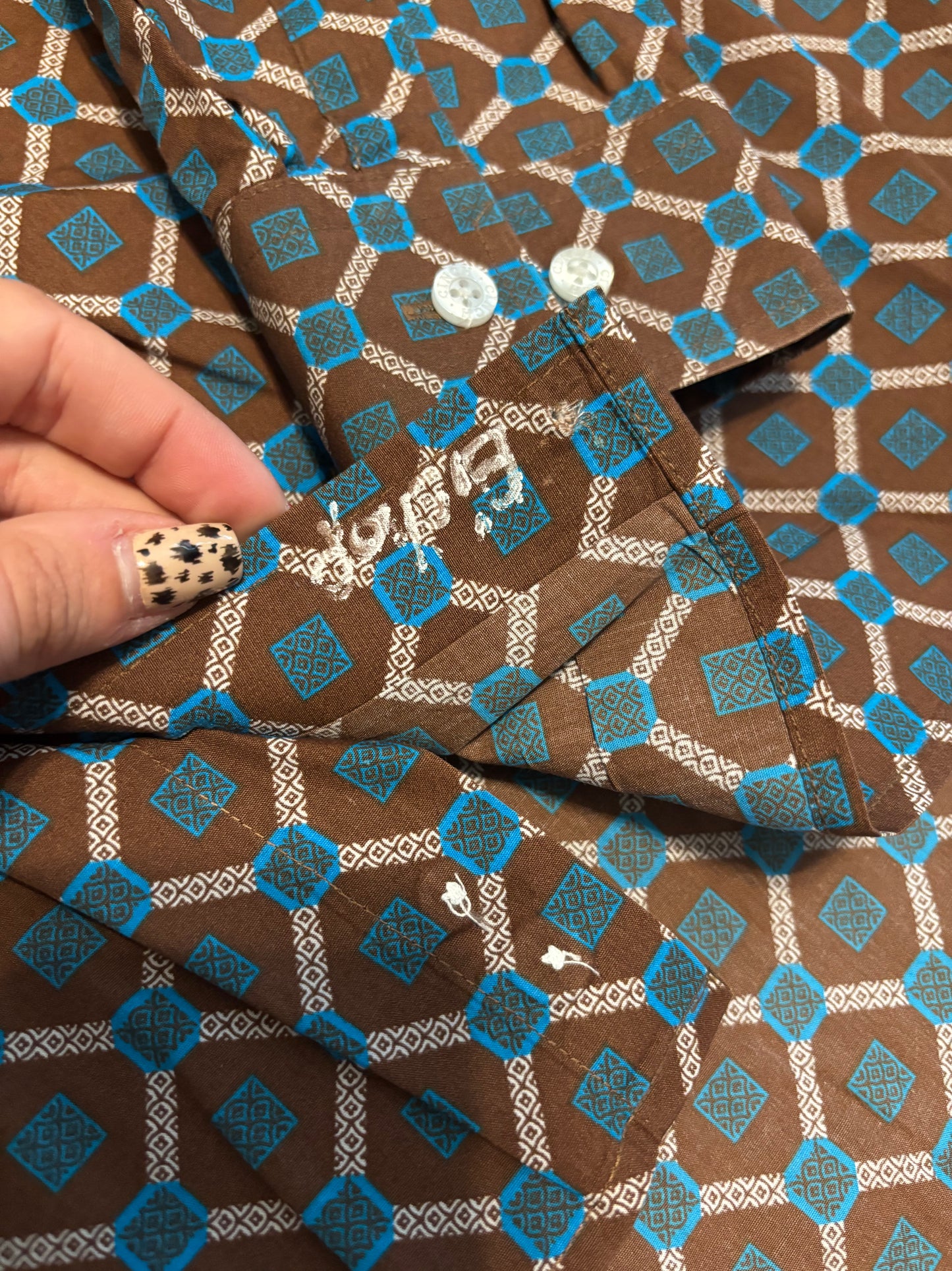 BROWN/TURQUOISE CINCH BUTTON UP SHIRT
