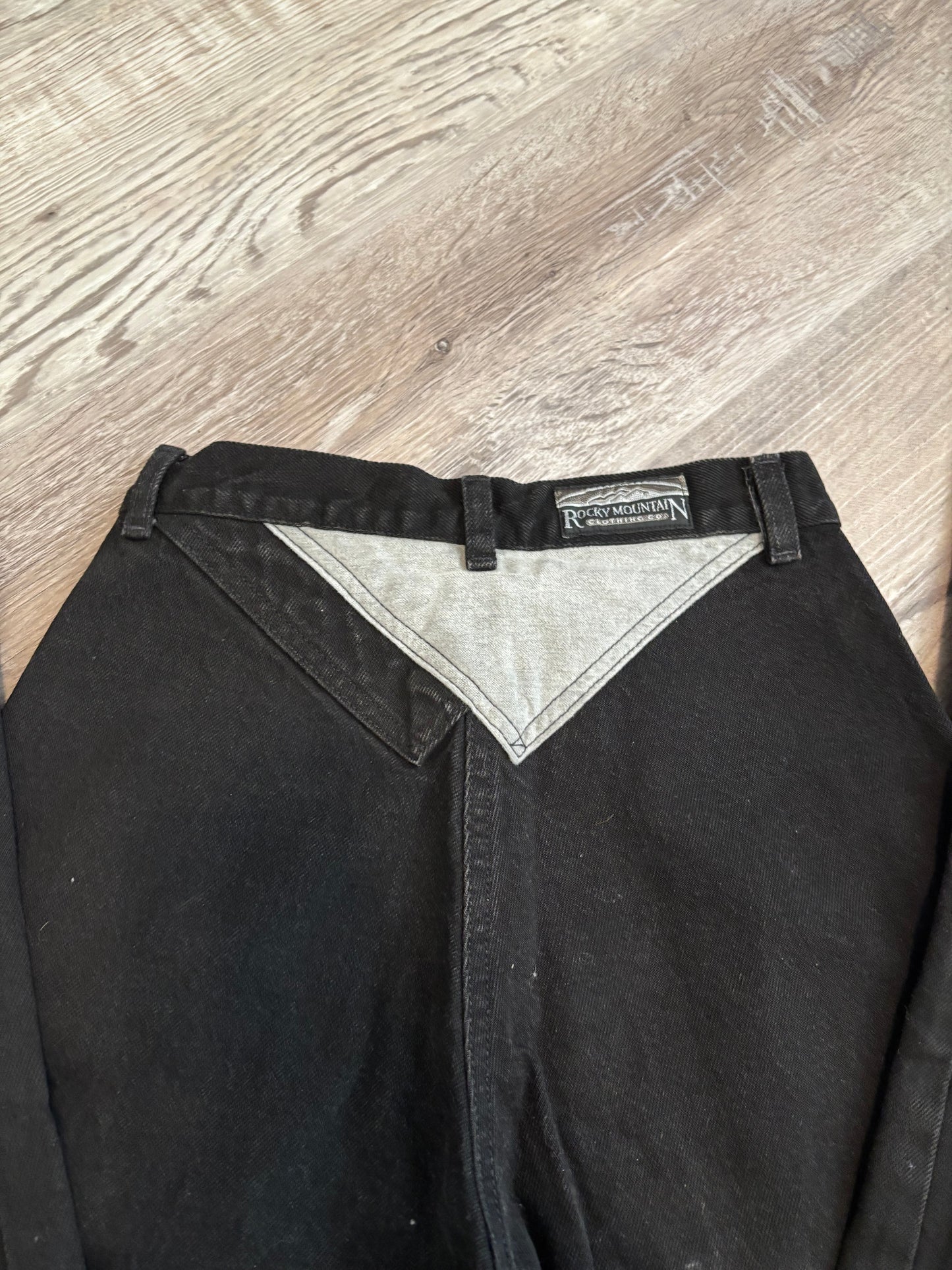 *VINTAGE* 25” GRAY/BLACK TWO TONE ROCKIES BAREBACK JEANS