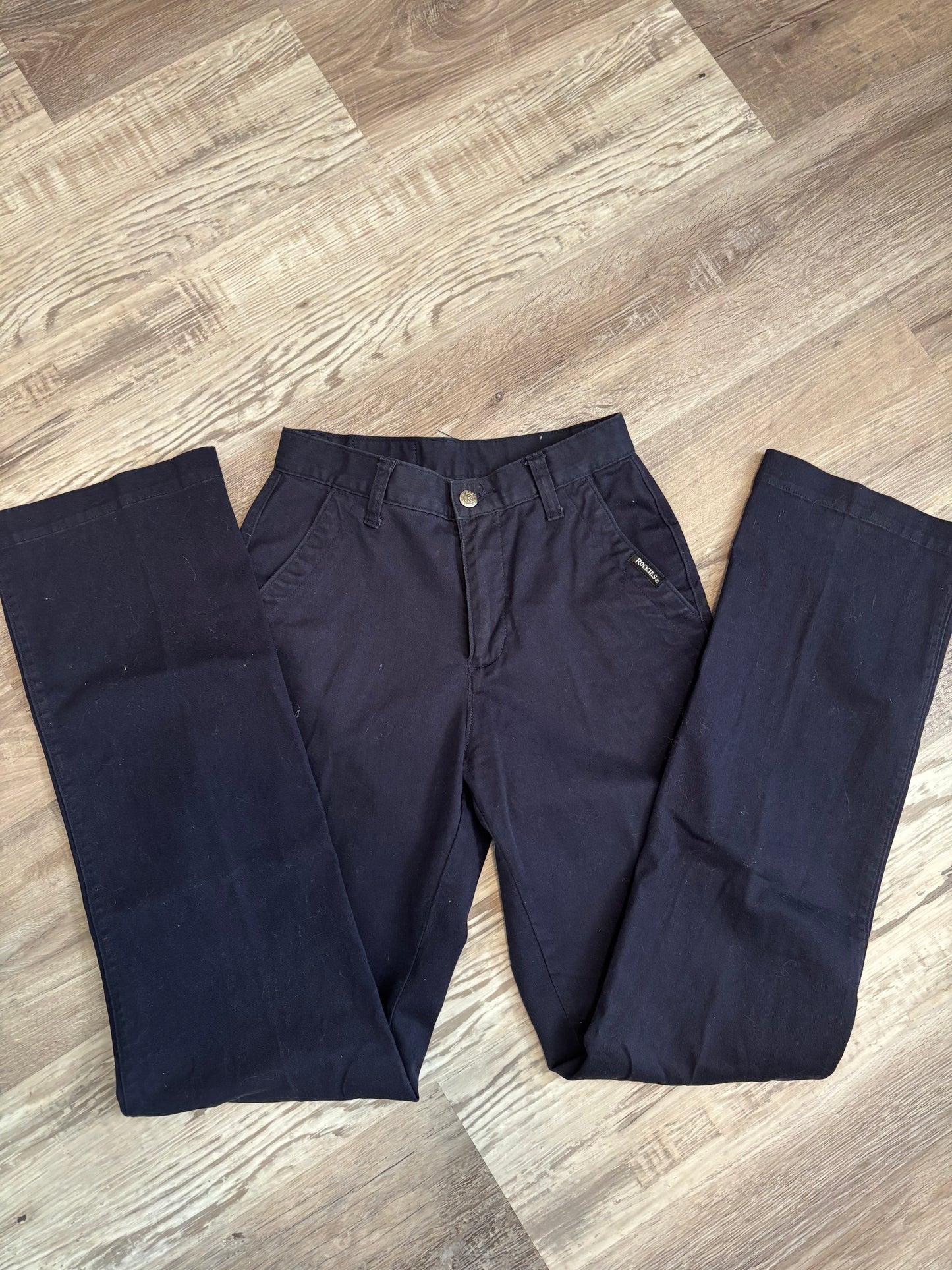 *VINTAGE* 26” ROCKIES BAREBACK NAVY BLUE SLACKS