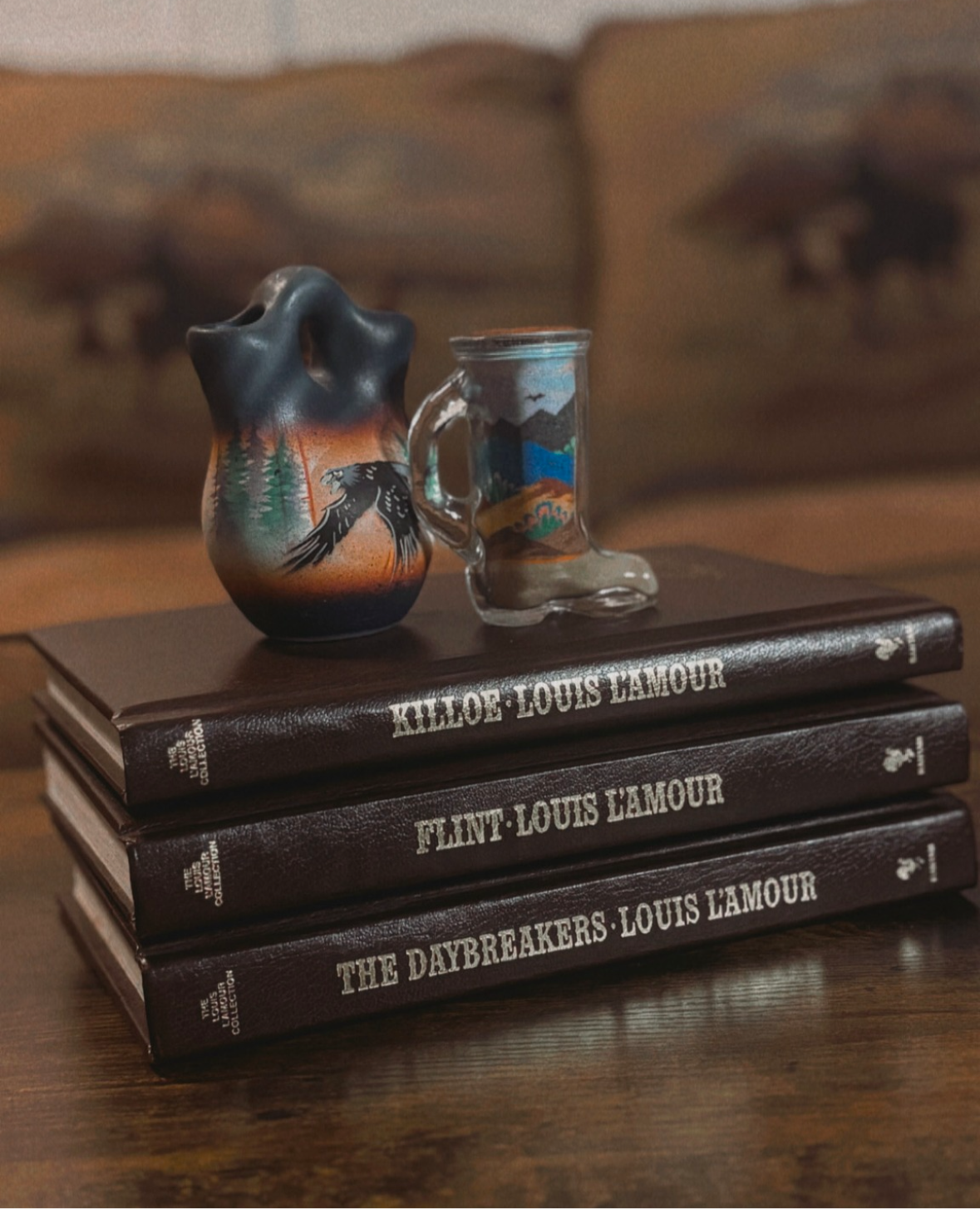 LEATHER BOUND LOUIS L’AMOUR HARDBACK BOOKS- KILLOE, FLINT, DAYBREAKERS *VINTAGE*