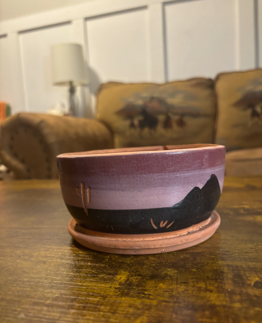 SMALL PURPLE SUPERSTITION STONEWARE SUNSET CACTUS POT PLANTER *VINTAGE*