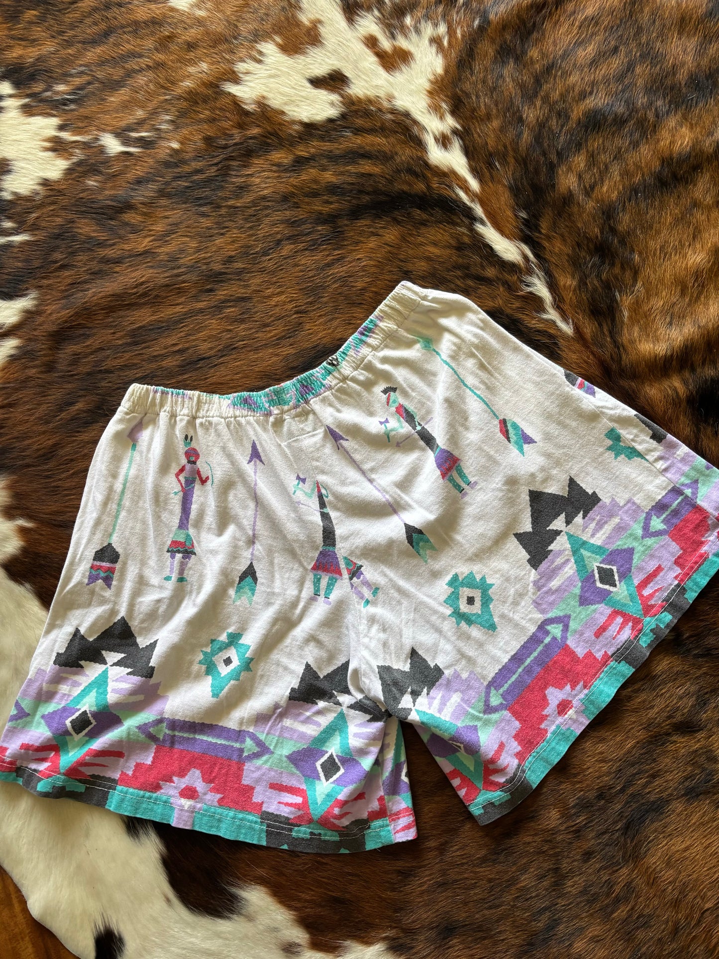Greenie Sleep/ Lounge Shorts Kachina Native American Aztec *VINTAGE*