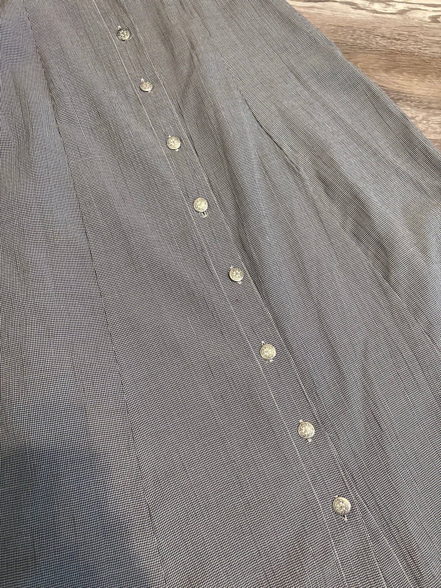 *VINTAGE* DENIM TOP, HOUNDSTOOTH, BUTTON FRONT DRESS
