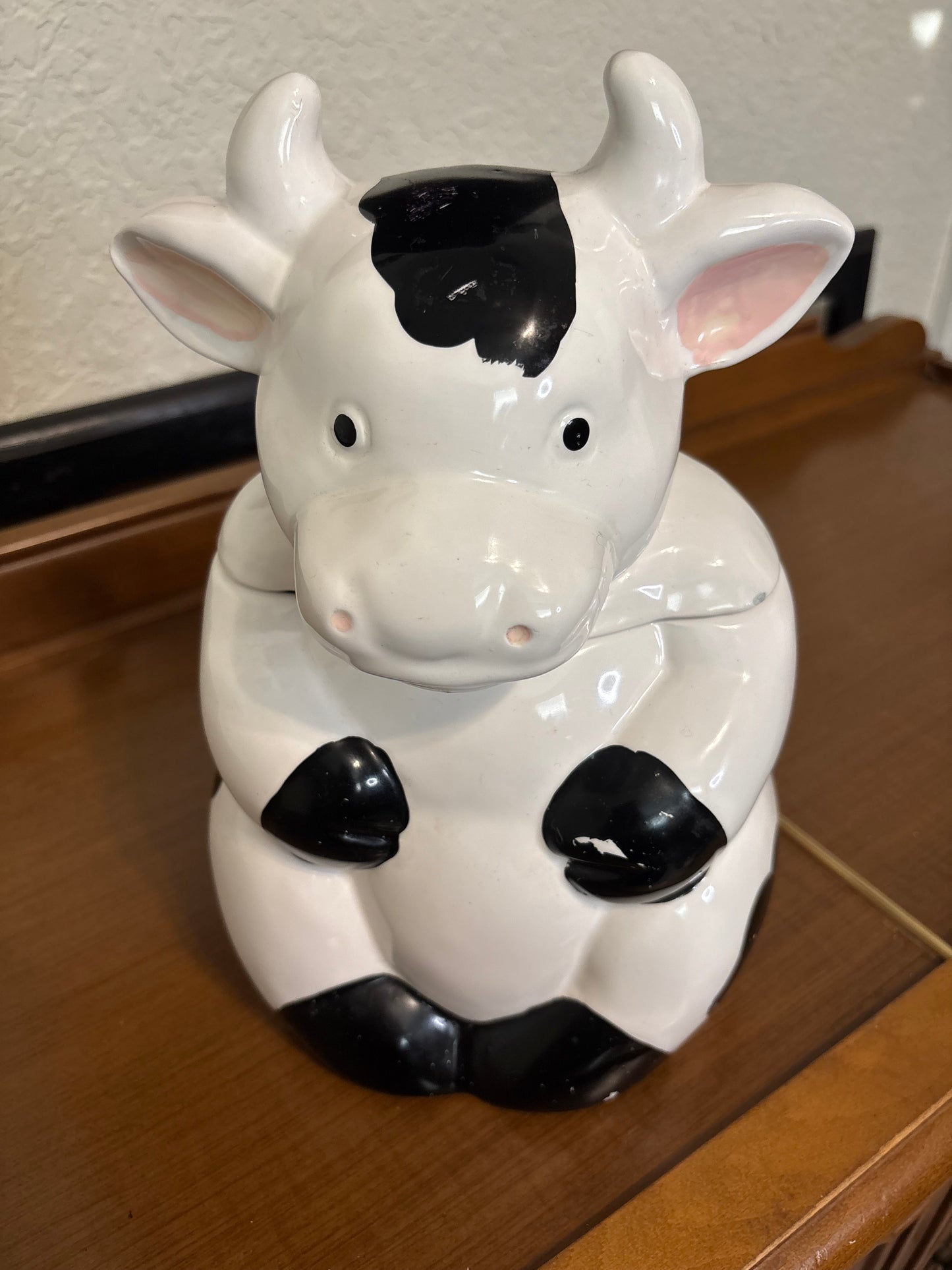 *VINTAGE* BLACK AND WHITE DAIRY HOLSTEIN COW COOKIE JAR