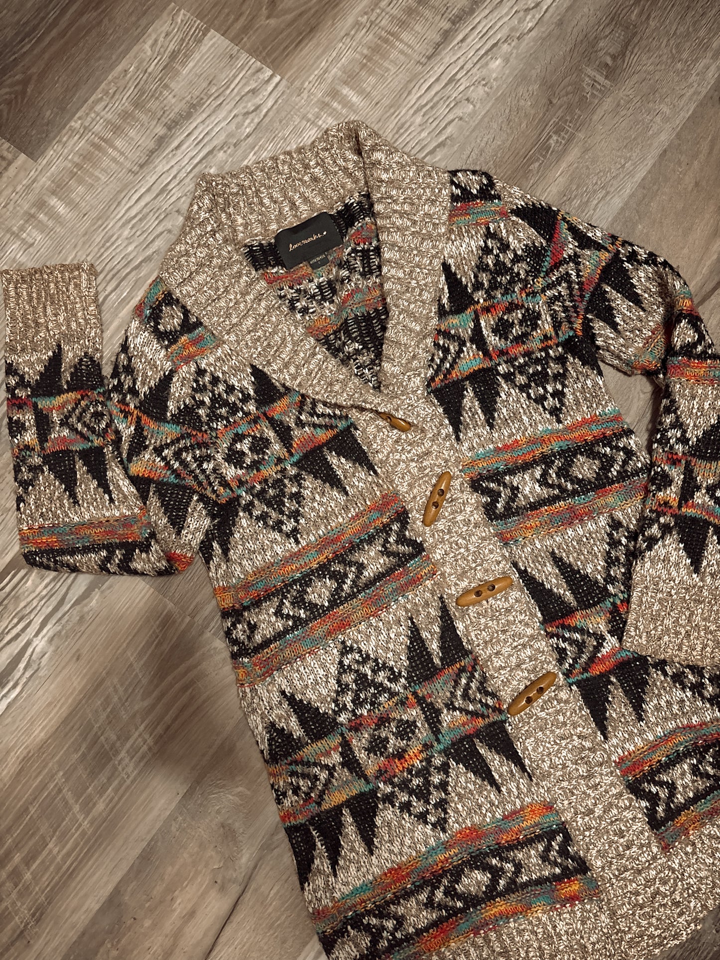 RAINBOW AZTEC KNIT CARDIGAN SWEATER