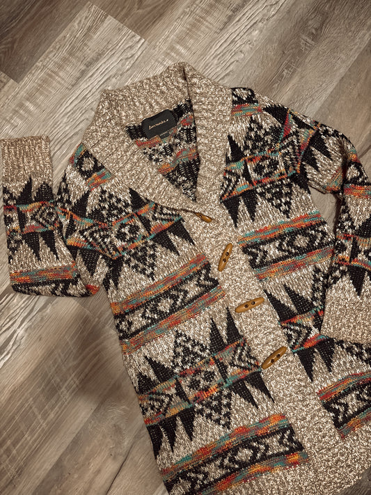 RAINBOW AZTEC KNIT CARDIGAN SWEATER