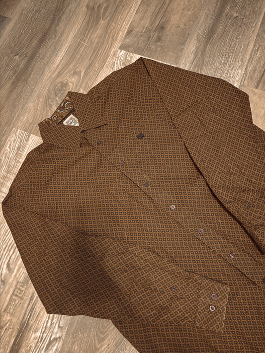 BROWN/GOLD CINCH BUTTON UP SHIRT