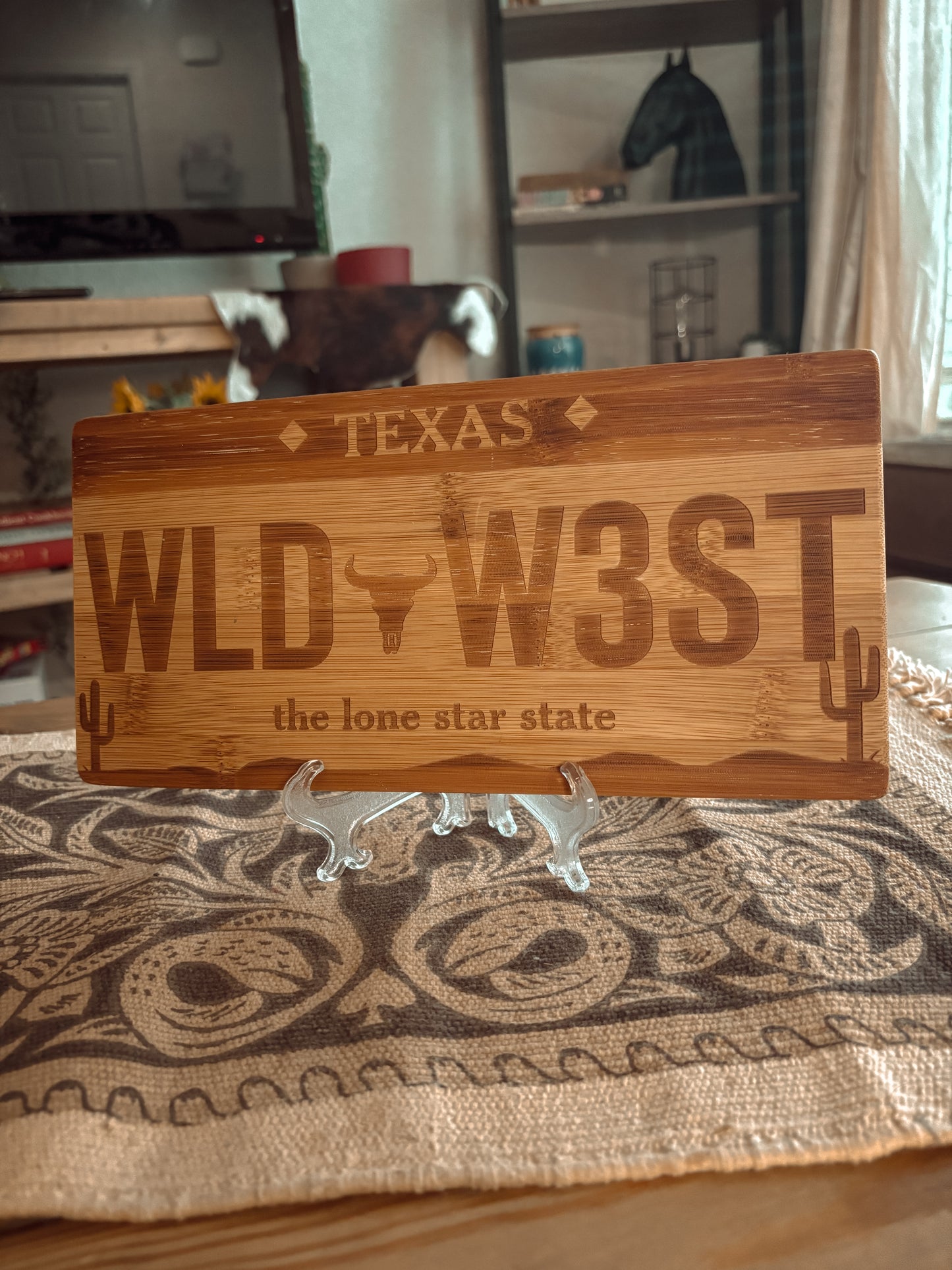 WILD WEST TEXAS BAMBOO BOARD WALL DECOR