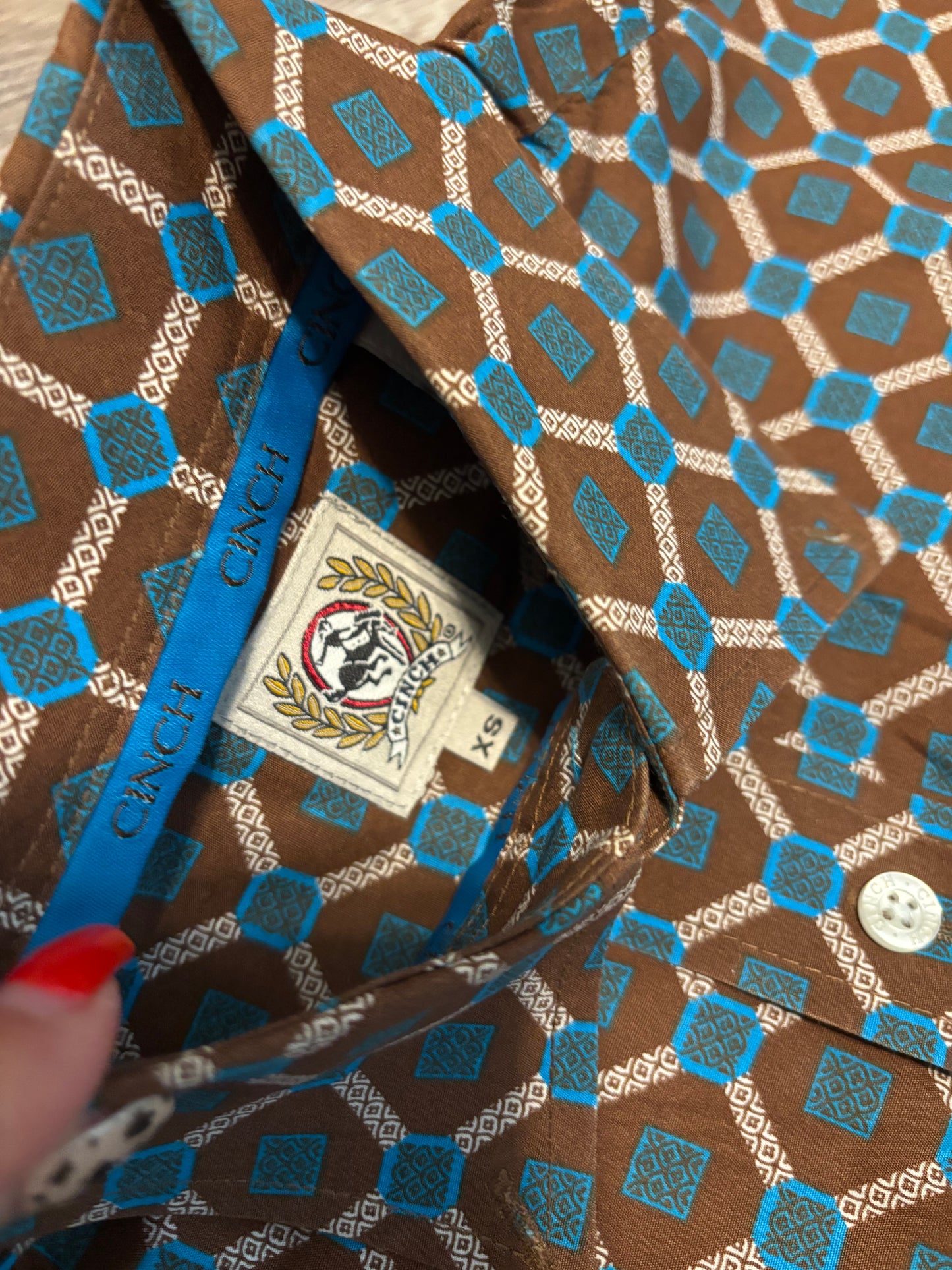 BROWN/TURQUOISE CINCH BUTTON UP SHIRT