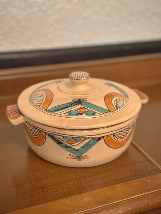 *VINTAGE* HAND-PAINTED TERRACOTTA COOKING POT