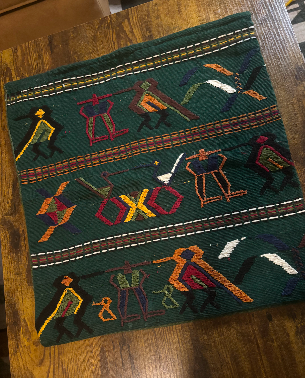 GUATEMALAN EMBROIDERED PILLOW CASE SET OF 2 *VINTAGE*