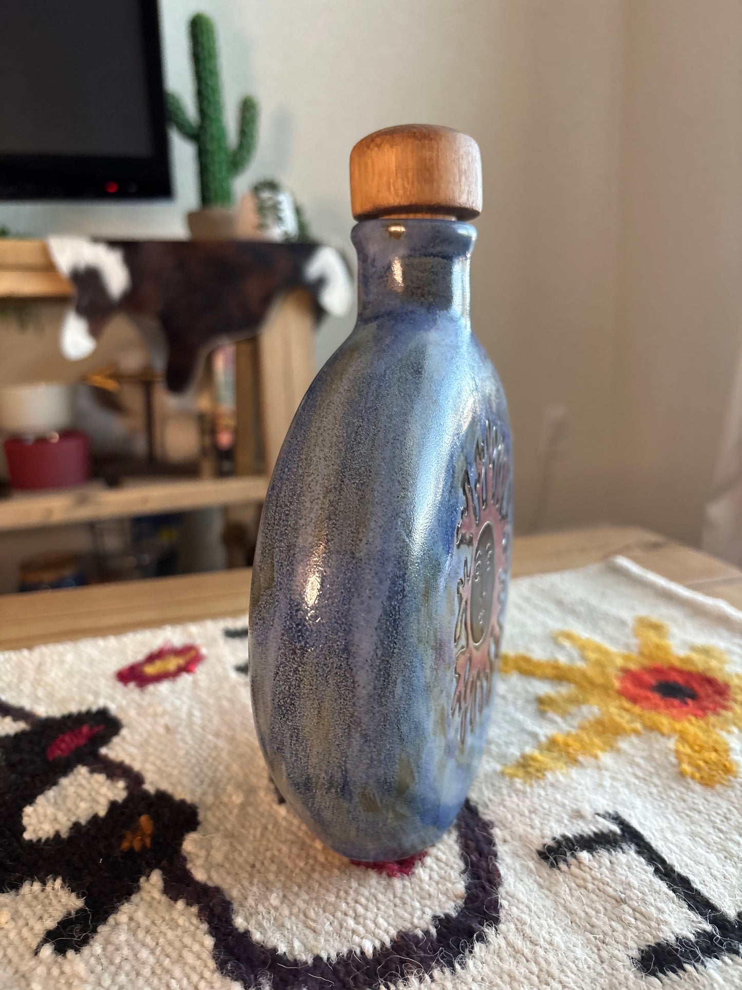 *VINTAGE* MARA STONEWARE SUN MOON ROUND DECANTER