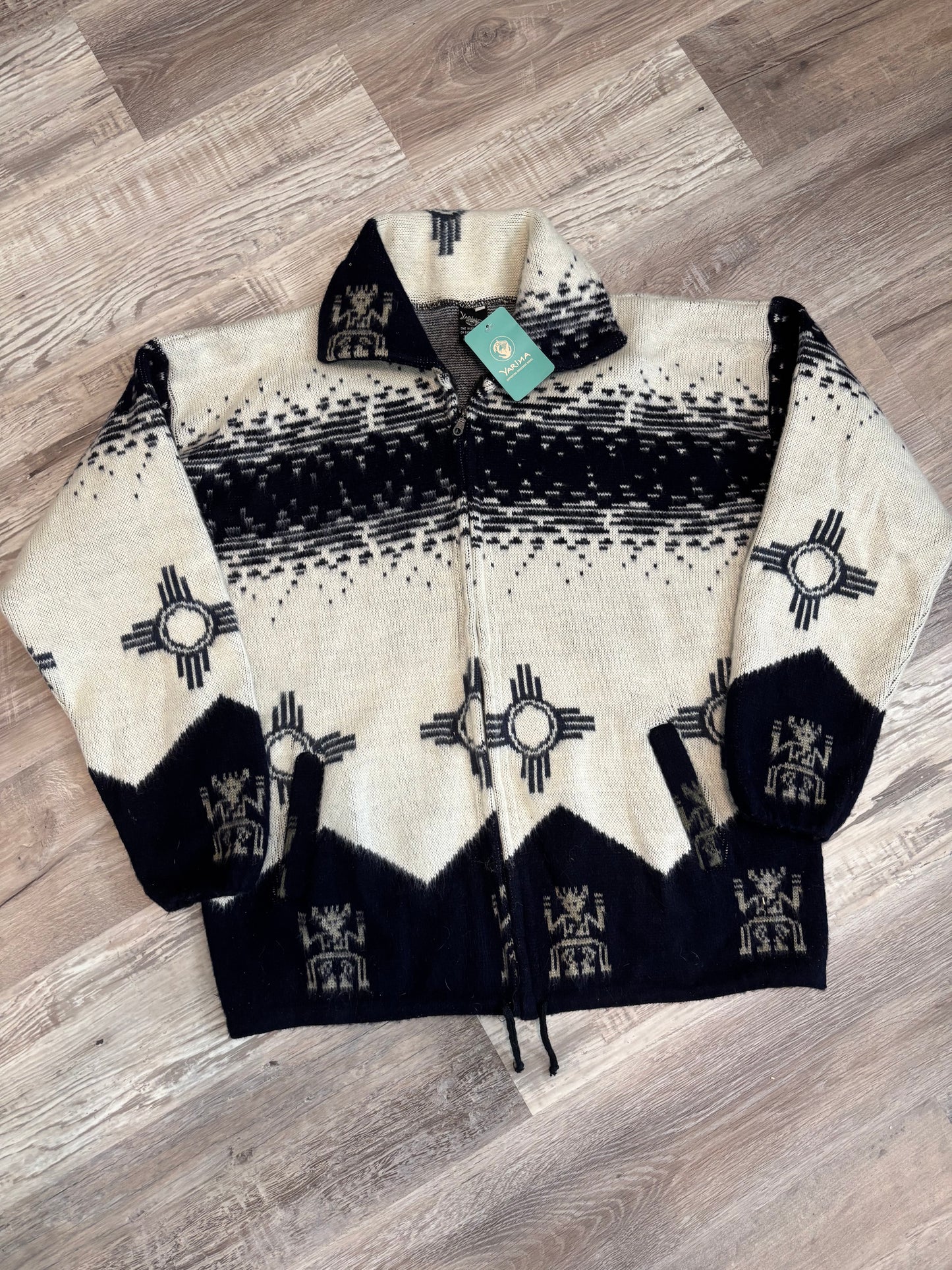 *DEADSTOCK* VINTAGE WOOL NAVY/WHITE WOOL ZIP UP JACKET COAT