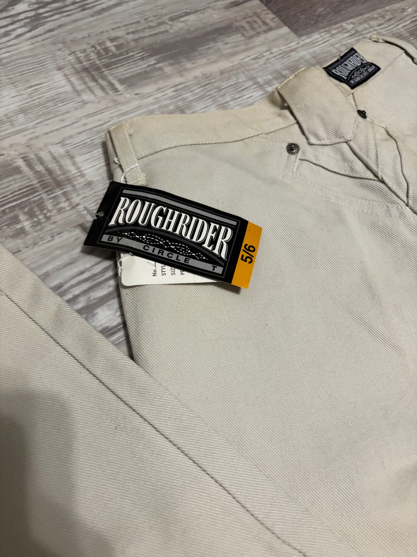 *VINTAGE, DEADSTOCK* 26” KHAKI ROUGHRIDER BAREBACK JEANS