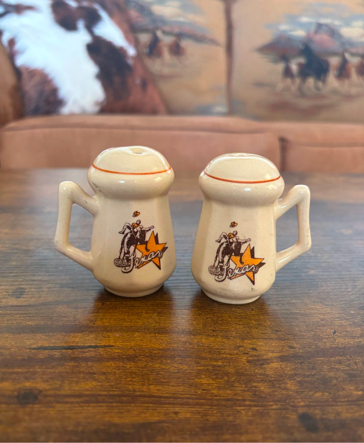 TEXAS BRONC SALT & PEPPER SHAKER SET *VINTAGE*