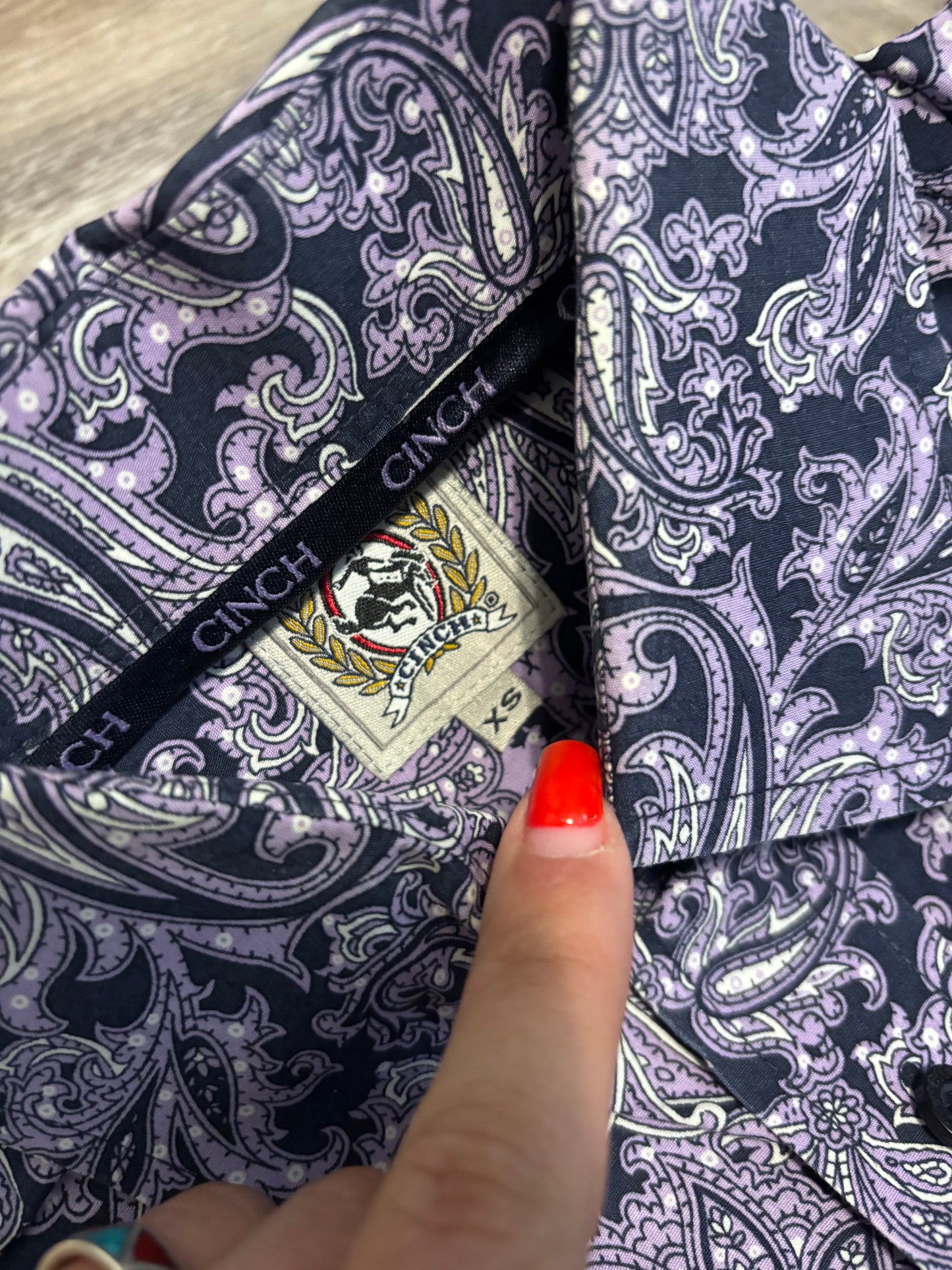 PURPLE PAISLEY CINCH BUTTON UP SHIRT