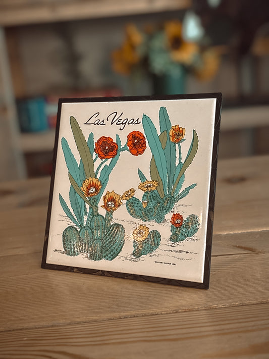 *VINTAGE* LAS VEGAS CACTUS DECORATIVE TILE