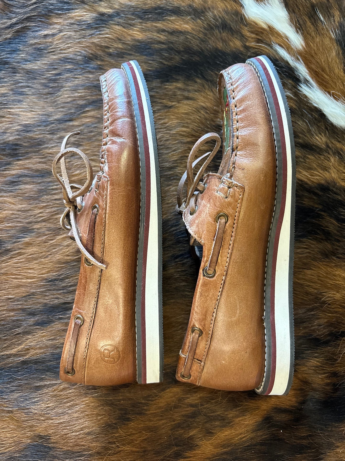 SIZE 9 ROPER DESERT SCENE LEATHER MOCCASIN SHOES