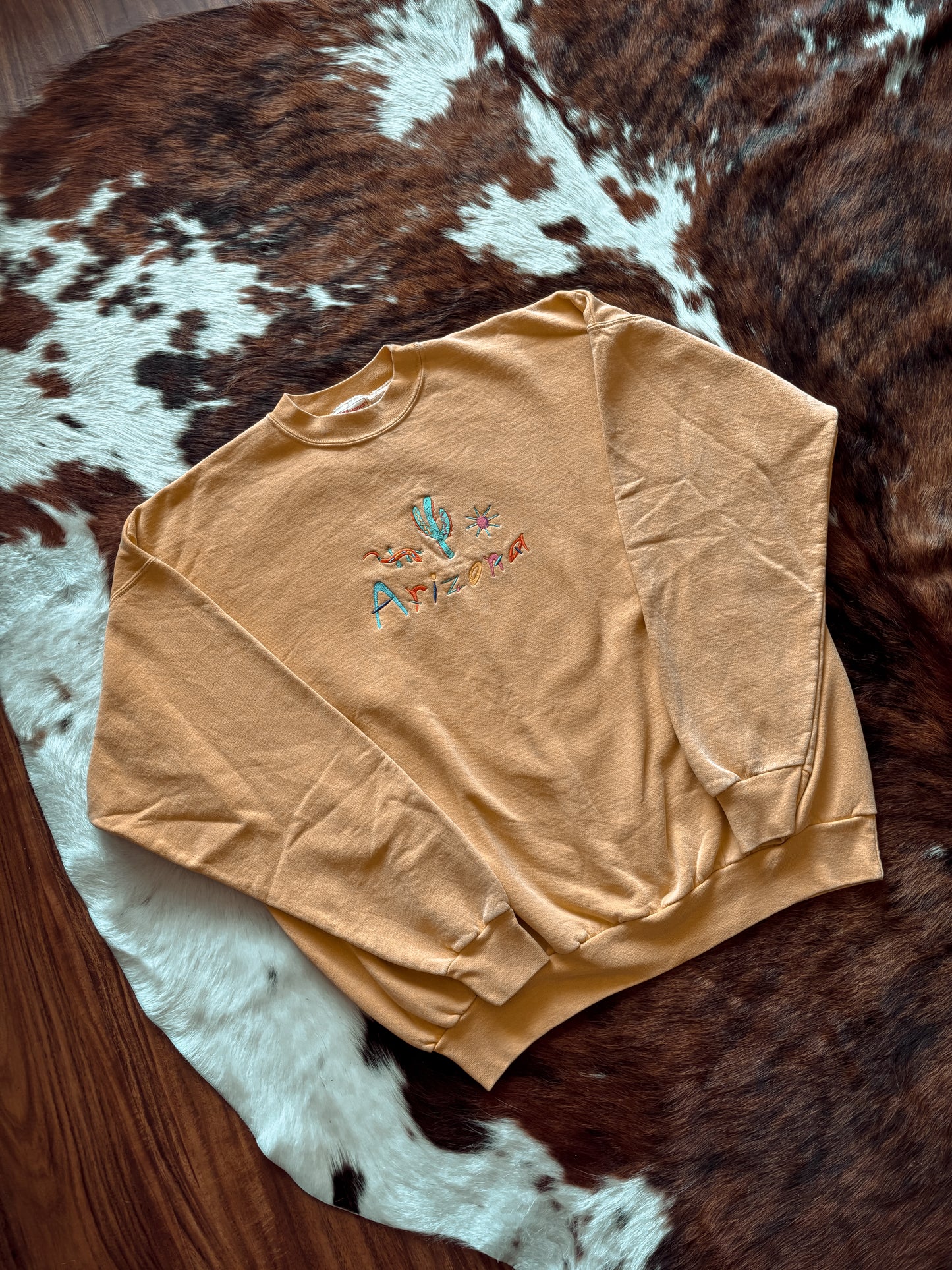 Hanes Yellow Embroidered Arizona Southwestern Sweatshirt*VINTAGE*
